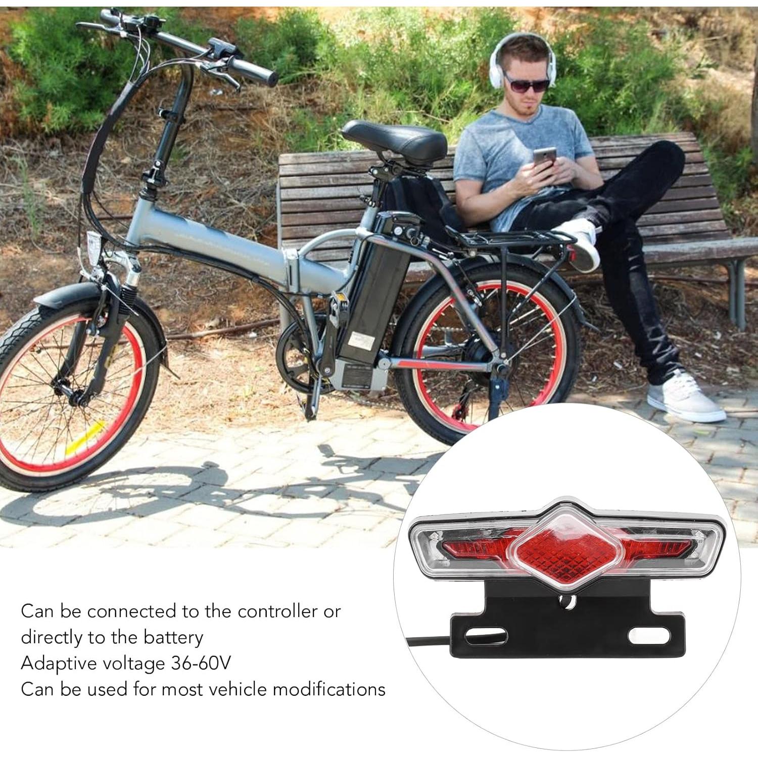 Luz trasera de bicicleta eléctrica Yuecoom 36-60V IPX4