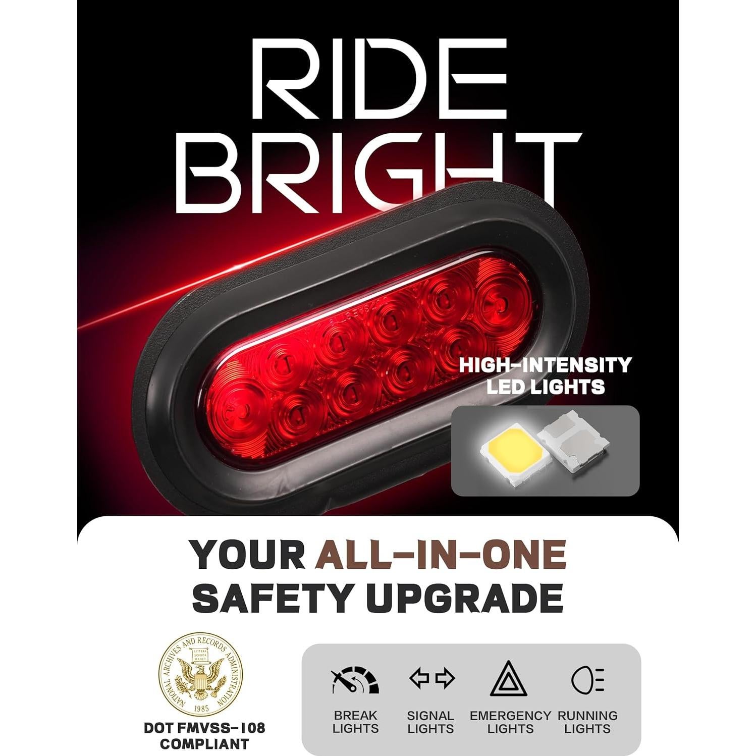 Kit Luz de Freno y Placa Young LED Ovalada 10 LEDs 12V