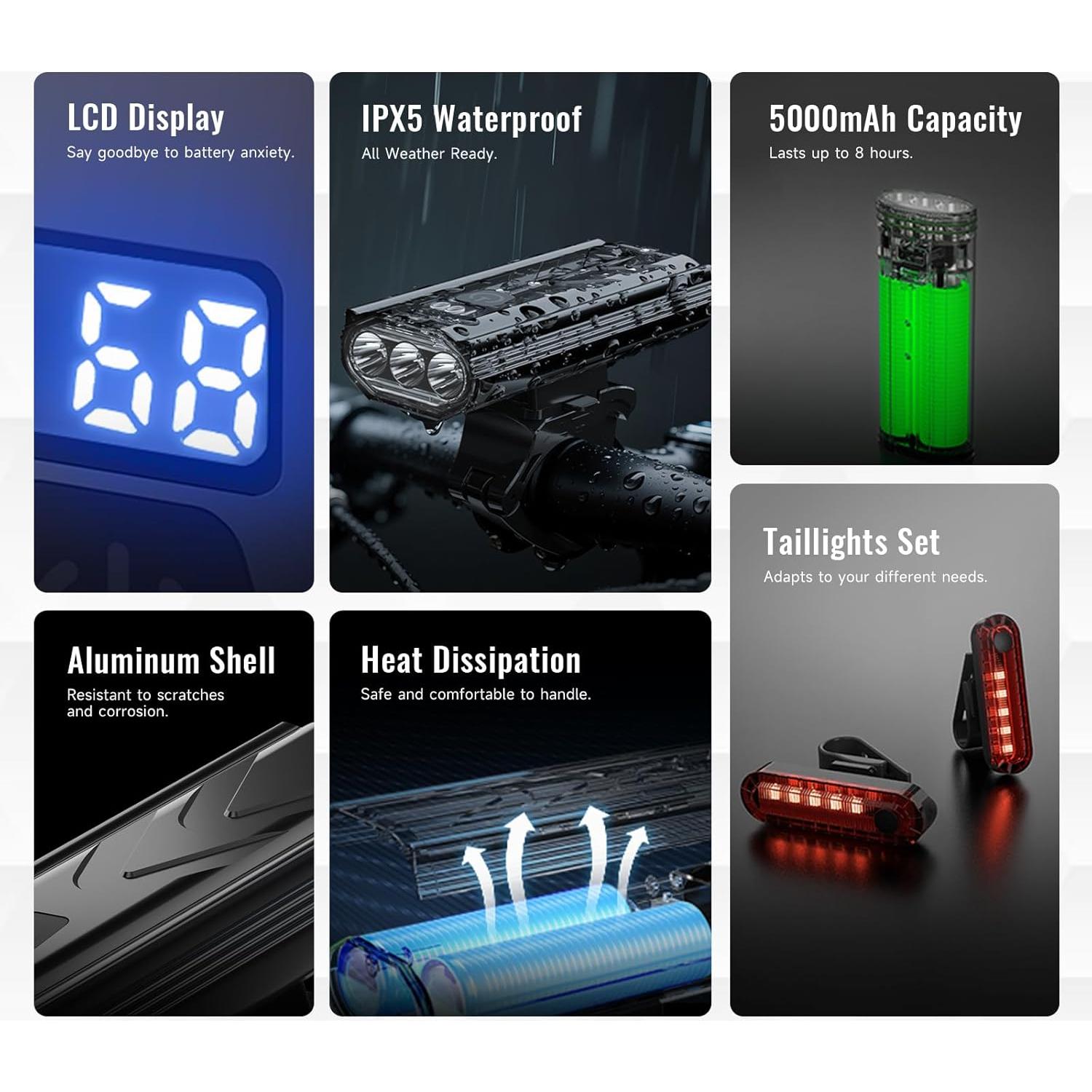 Luces de Bicicleta Recargables OLDBER QB211 1010 Lúmenes