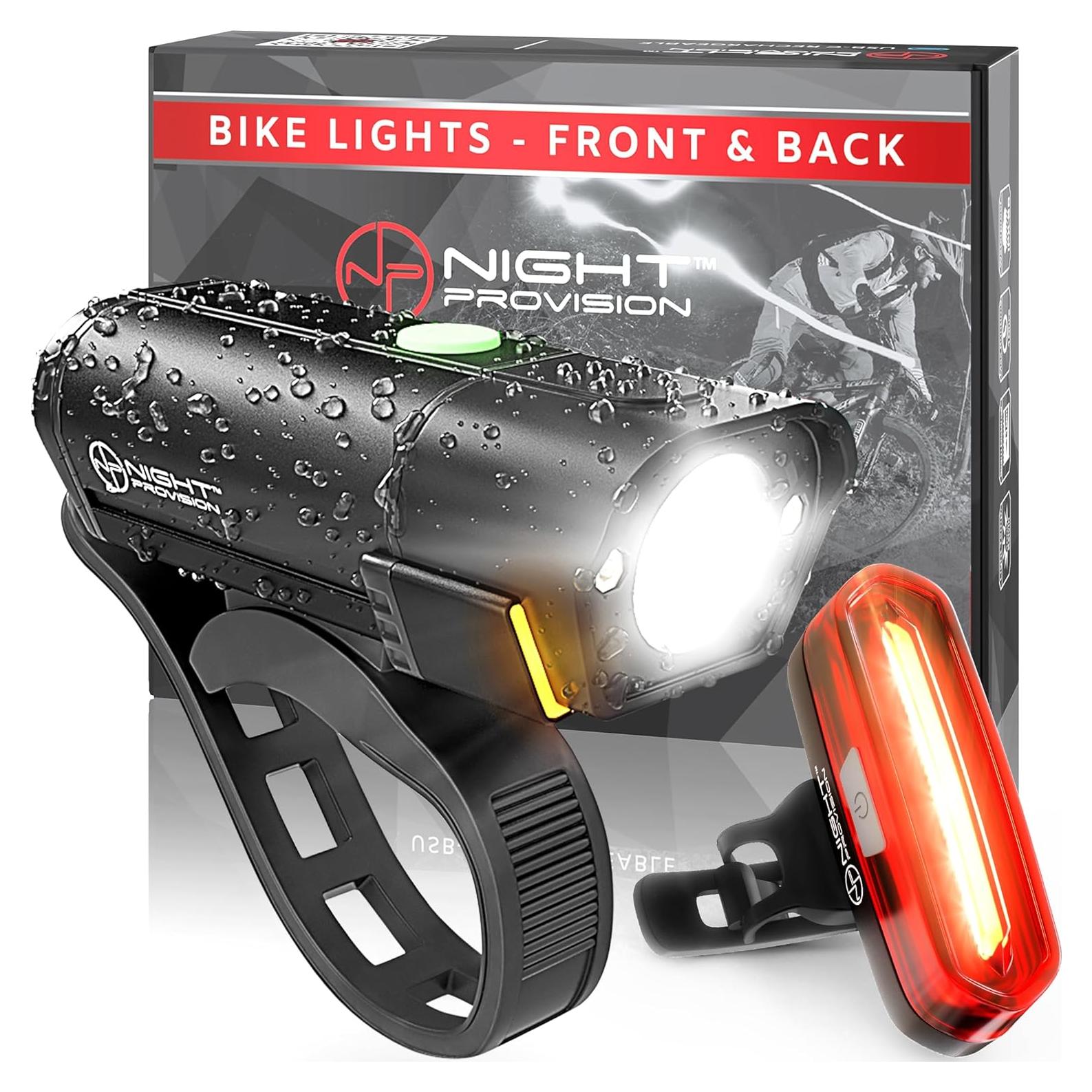Luces LED para Bicicleta NP Night Provision BX-400 - Delantera y Trasera, 420 Lúmenes, Recargable USB-C, 12h Autonomía
