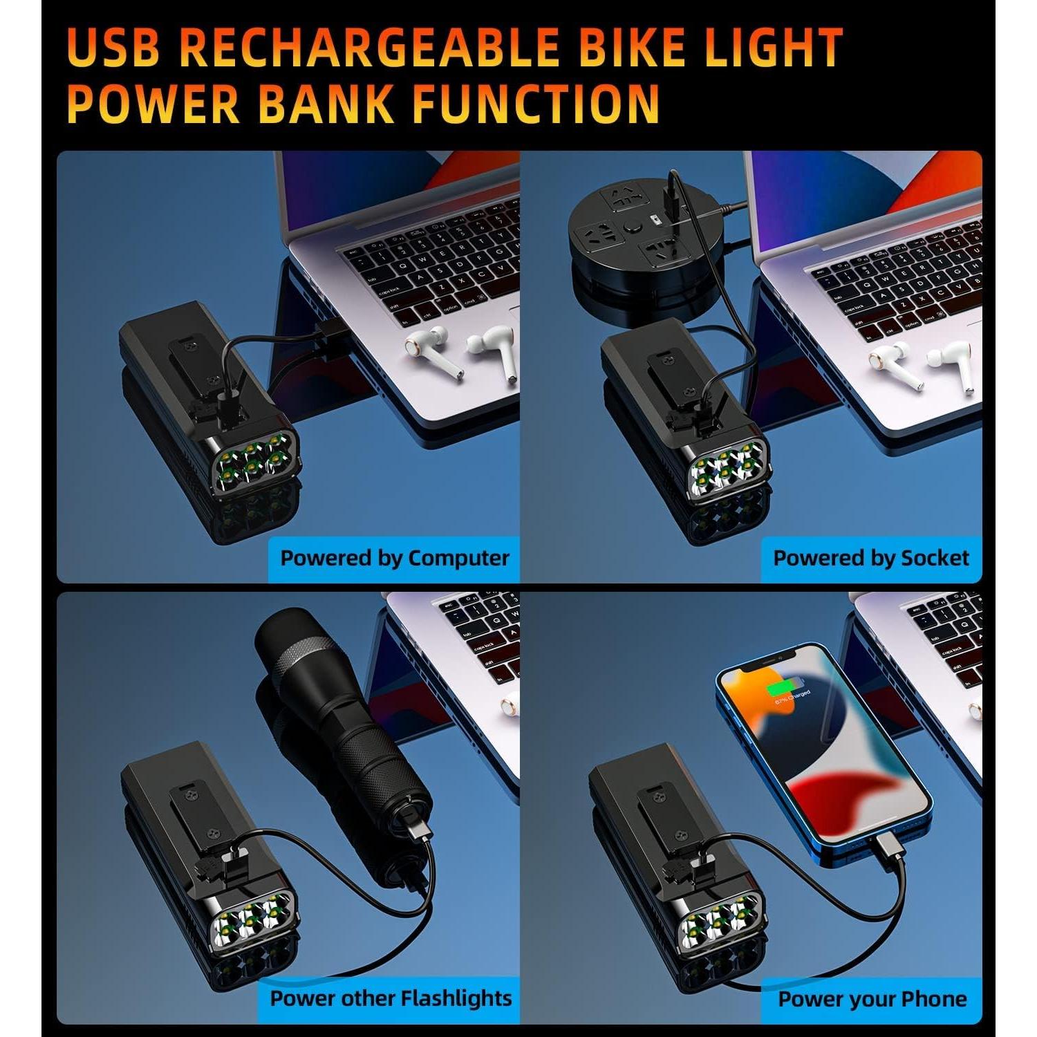 Luces LED para Bicicleta Cuytgsg KX6 6 Luces 1500 Lúmenes