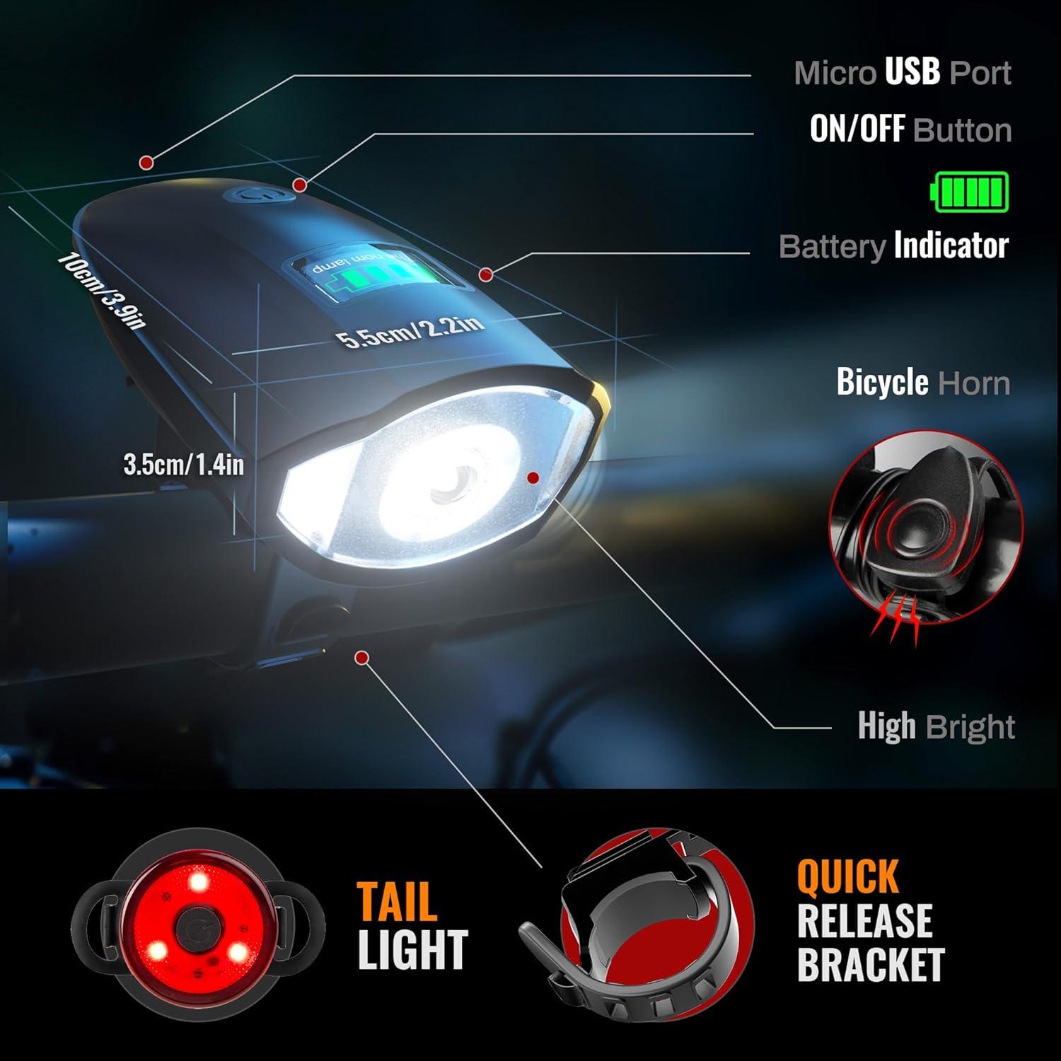 Juego de luces para bicicleta Favorbrite DRFX 1400 Lúmenes USB