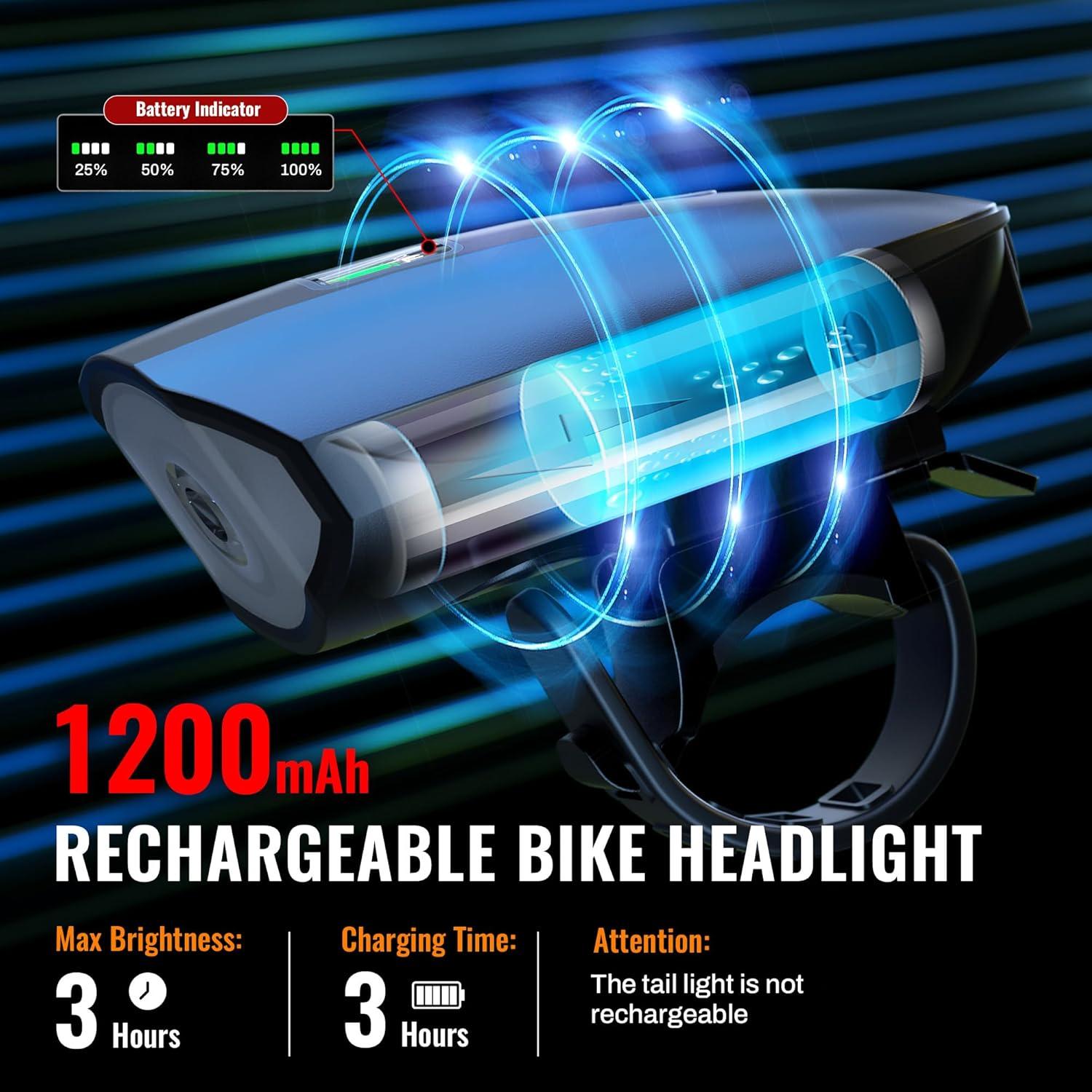 Juego de luces para bicicleta Favorbrite DRFX 1400 Lúmenes USB
