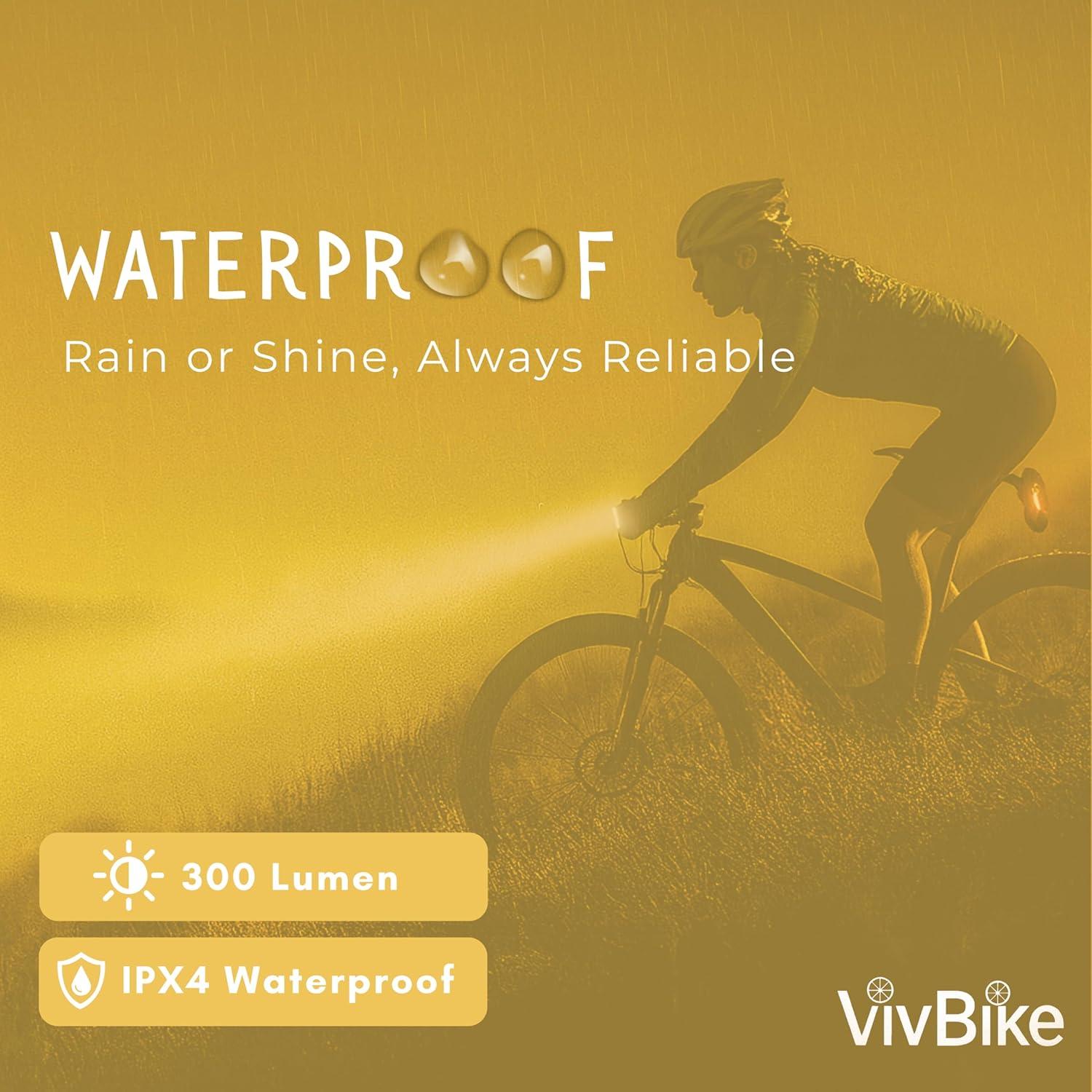 Luces Recargables para Bicicleta HerTime2, Faro 300 Lúmenes y Luz Trasera LED