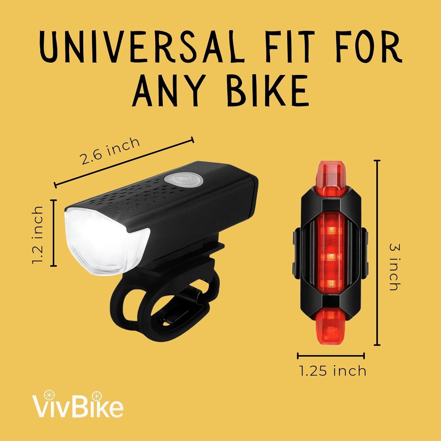 Luces Recargables para Bicicleta HerTime2, Faro 300 Lúmenes y Luz Trasera LED