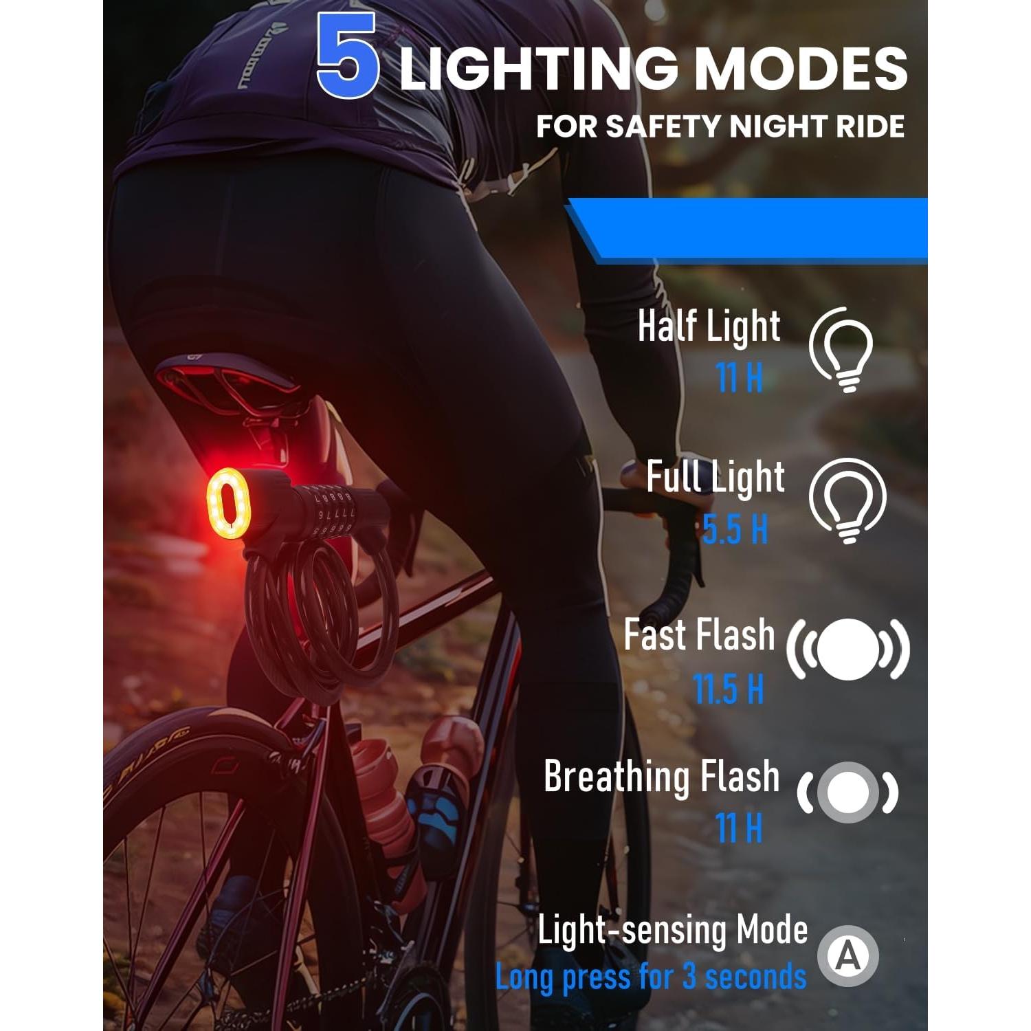 Candado de Cable ANCCTINE 1.22m con Luz LED y Combinación 5 Dígitos