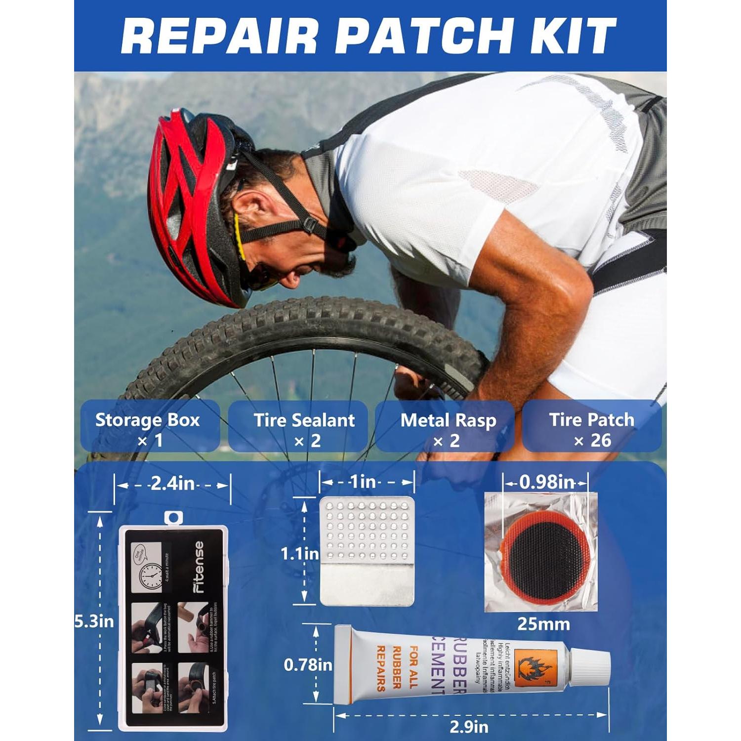 Kit de Reparación de Neumáticos de Bicicleta Fitense 26 Piezas