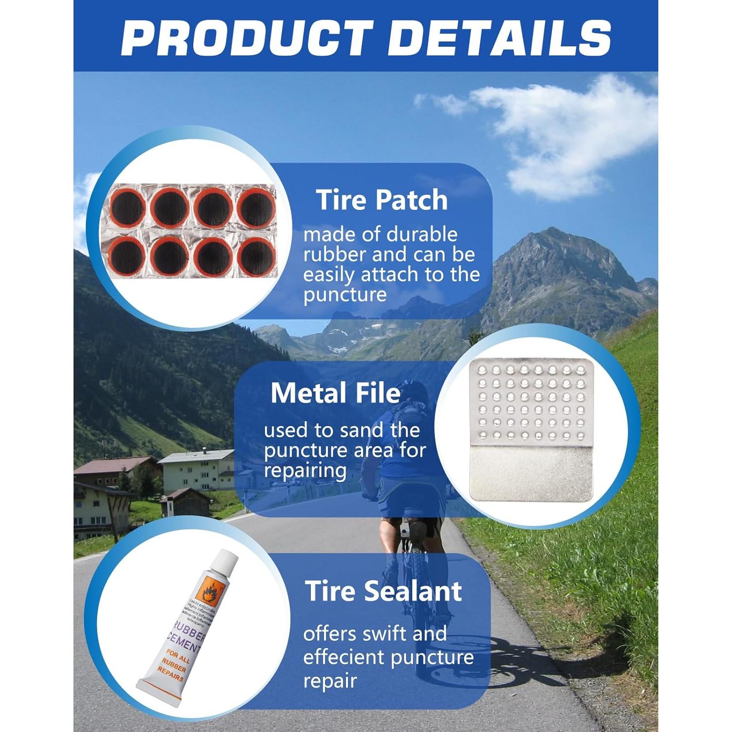 Kit de Reparación de Neumáticos de Bicicleta Fitense 26 Piezas