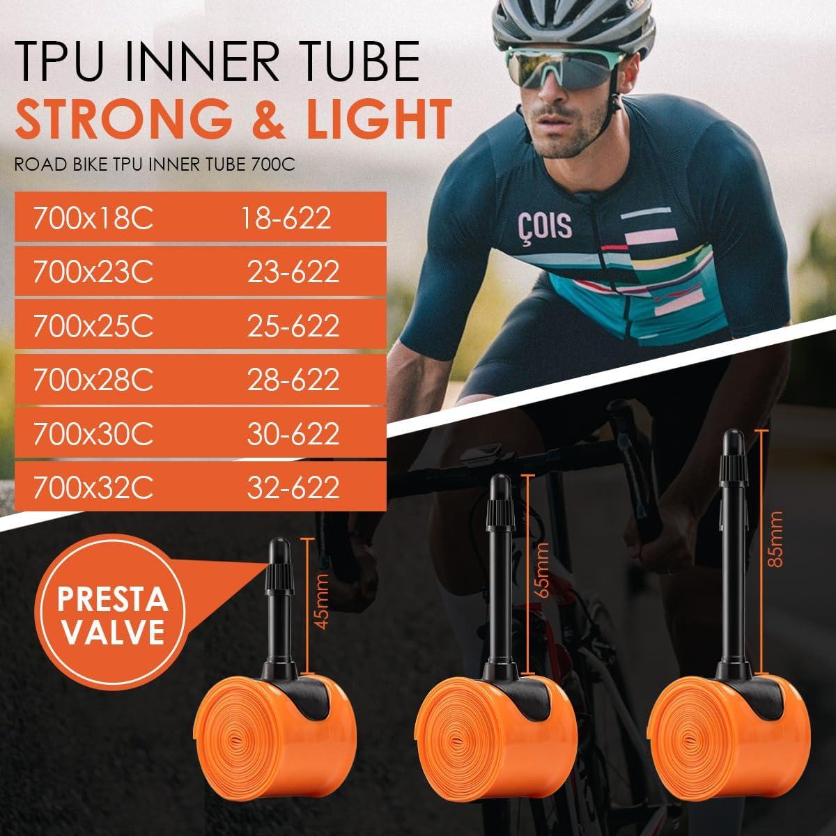 Tubo Interno TPU ACEROMT 700c x 18-32c con Válvula Presta 85mm