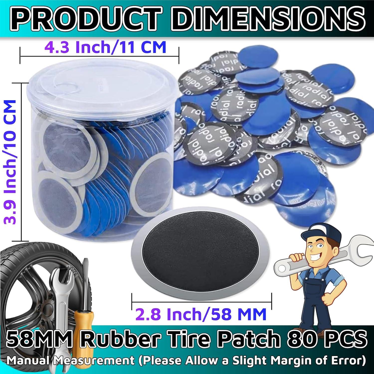 Kit de Reparación de Neumáticos Planos 80PCS HuGuWdy 58MM