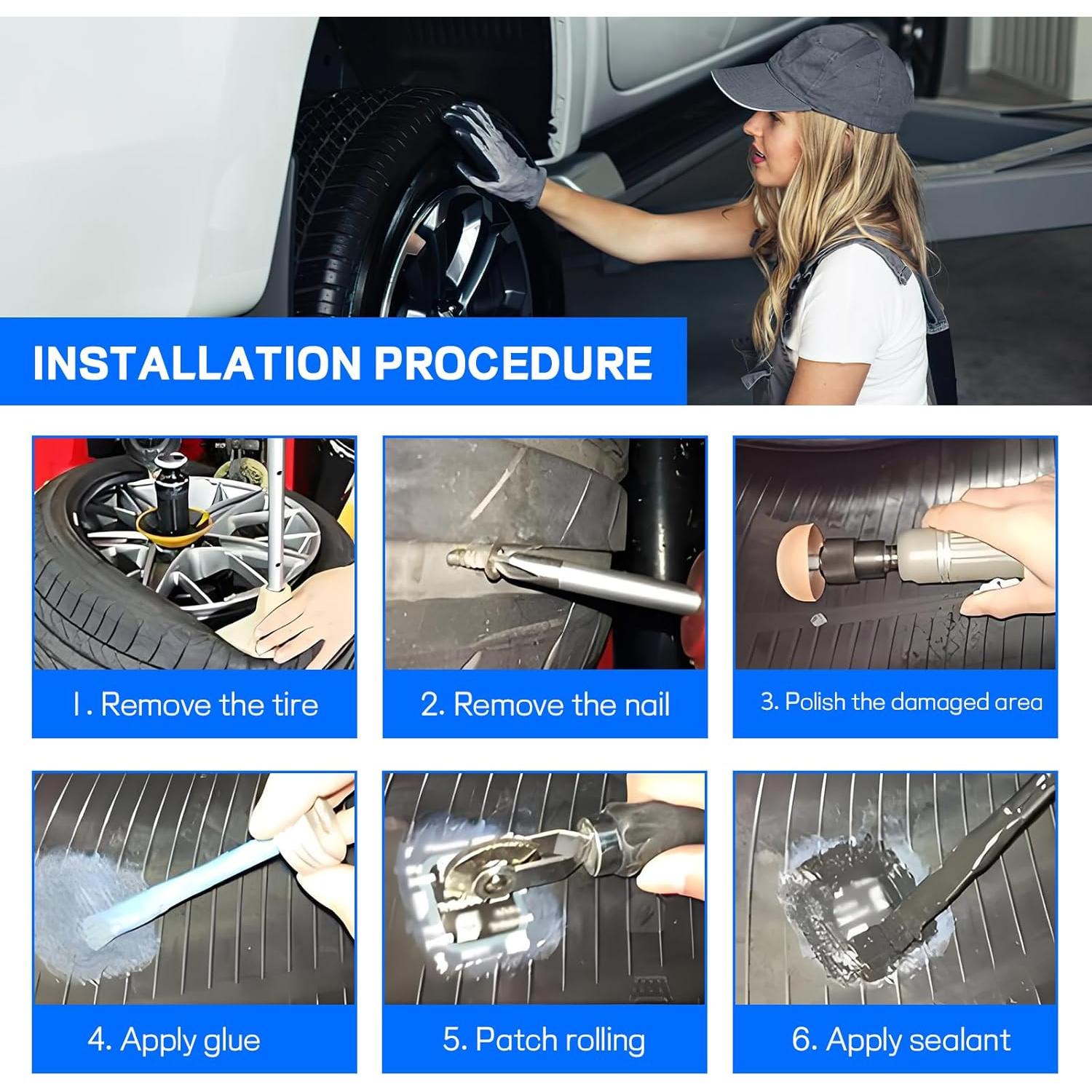 Parche para Neumáticos Wuyaoyao 79mm 36PCS Reparación Rápida