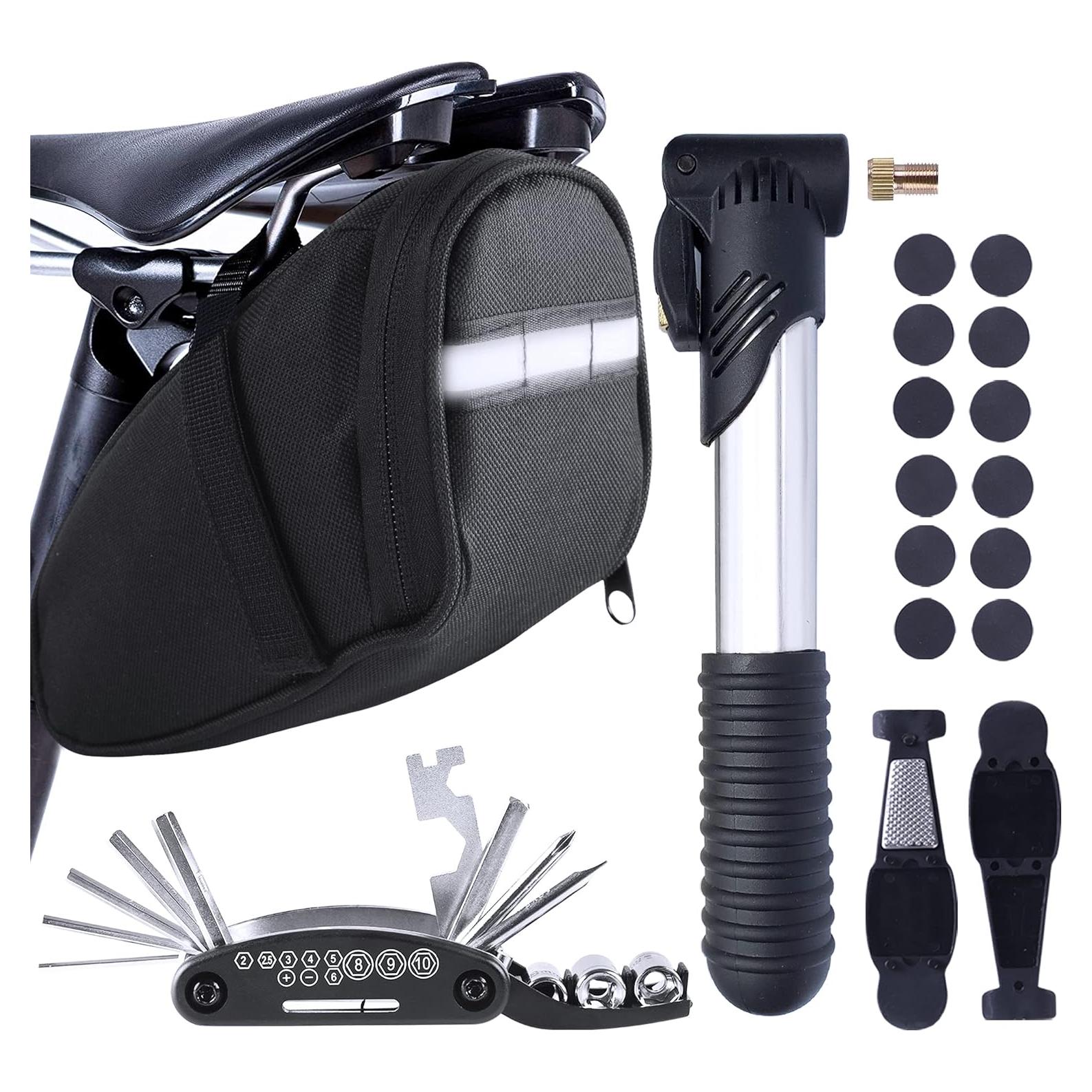 Kit de Reparación de Bicicleta MASPODER con Bomba y Multiherramienta