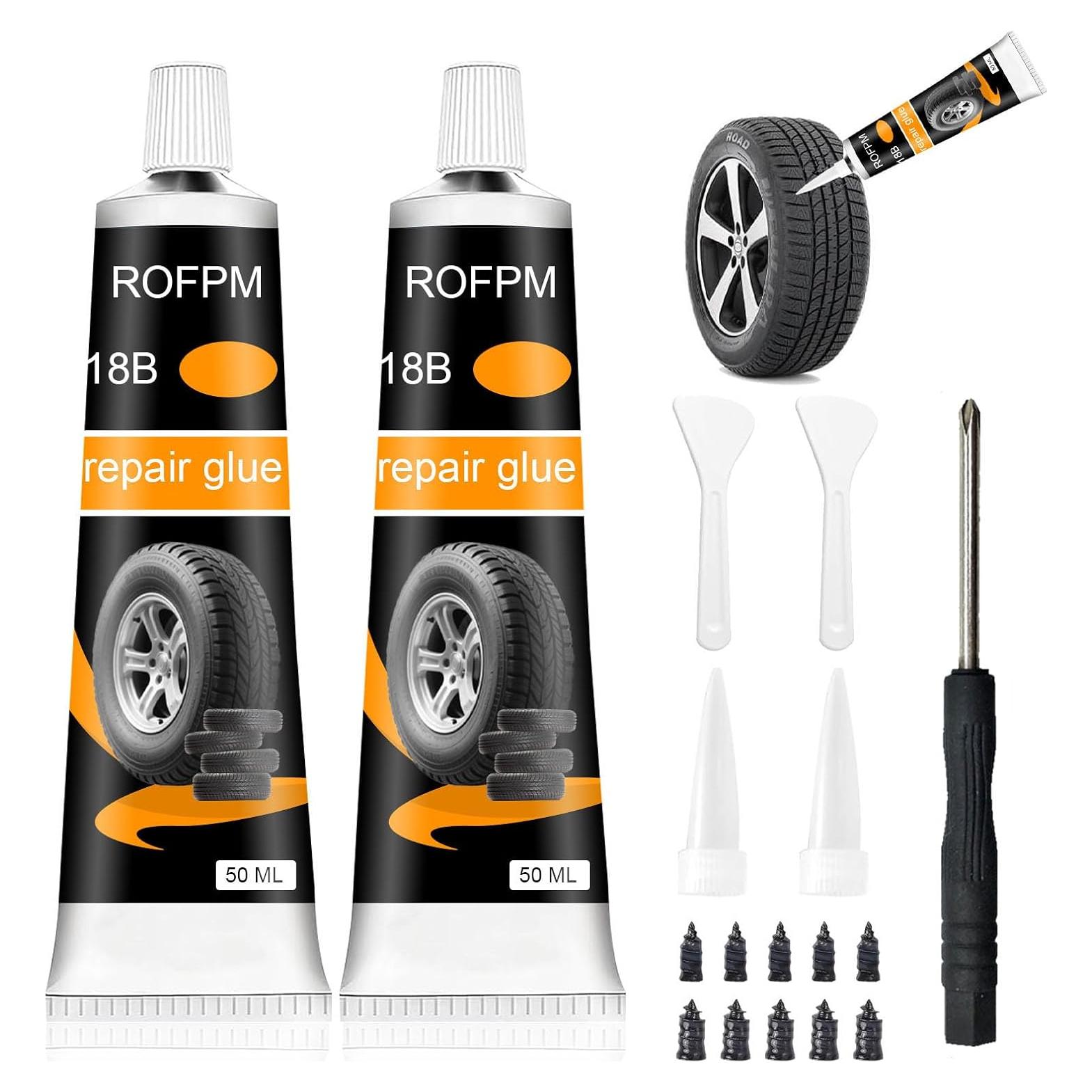 Kit de Reparación de Neumáticos ROFPM - 2 Botellas de Pegamento