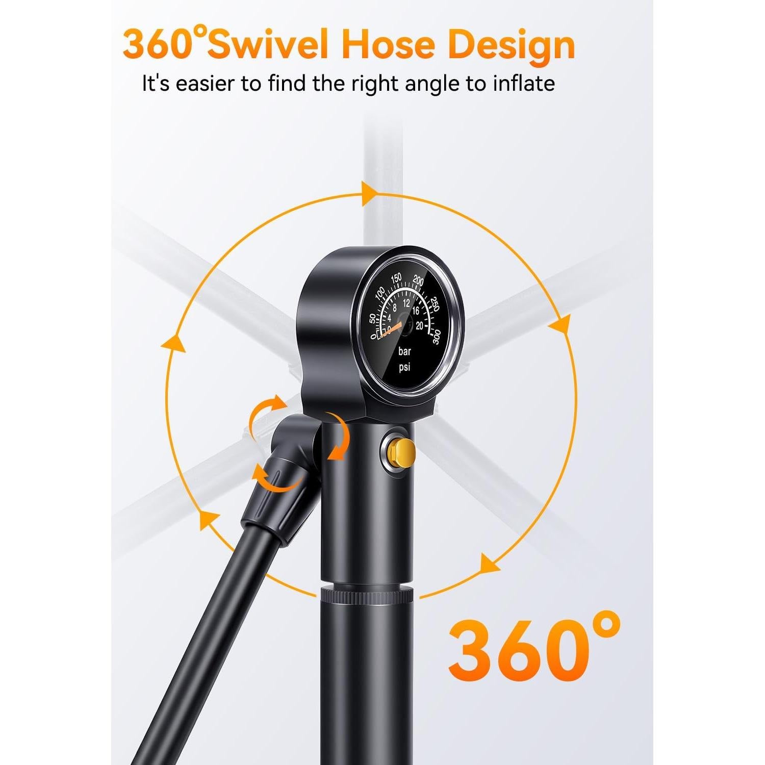 Bomba de Bicicleta Onvian PA018AB 300 PSI Portátil Doble Acción