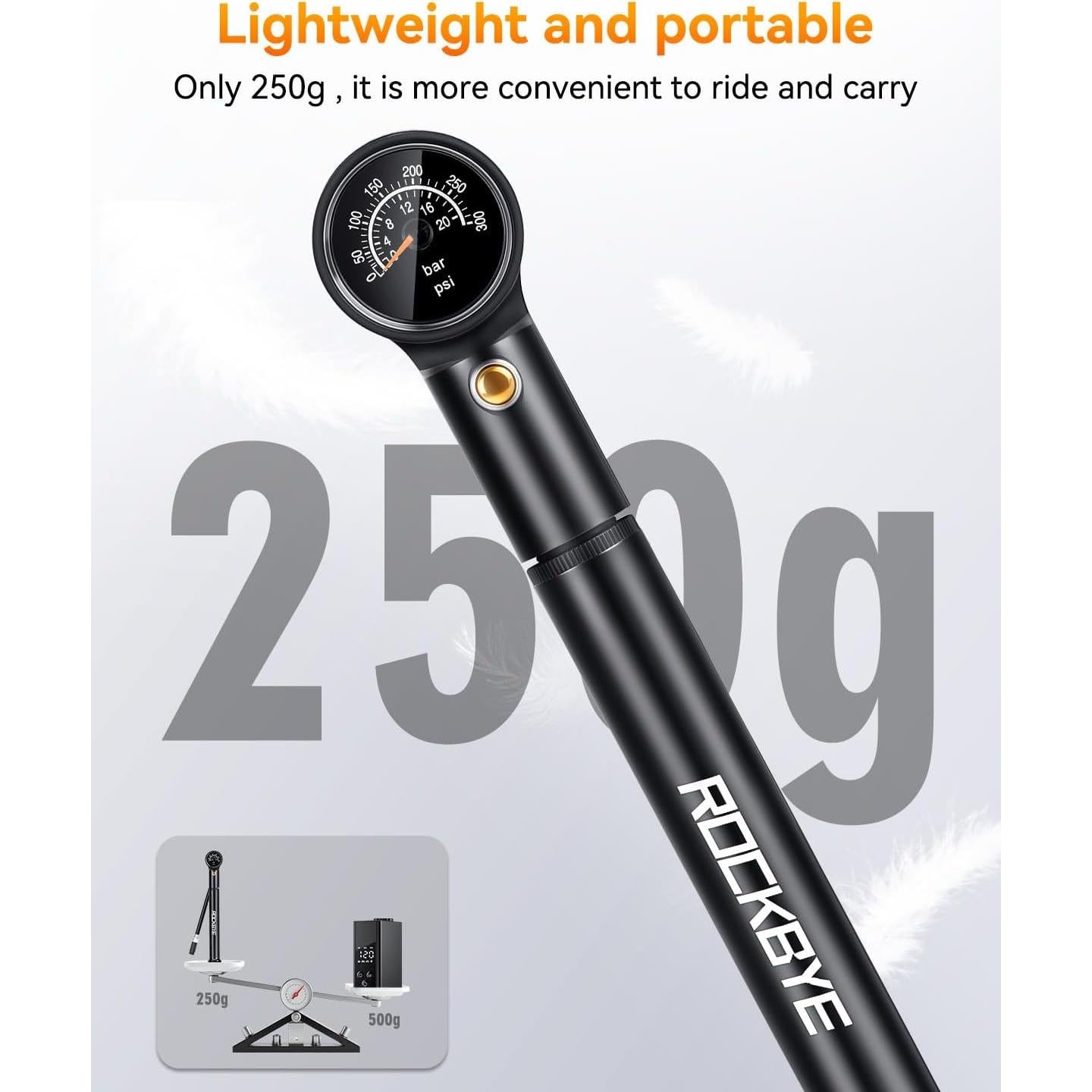 Bomba de Bicicleta Onvian PA018AB 300 PSI Portátil Doble Acción