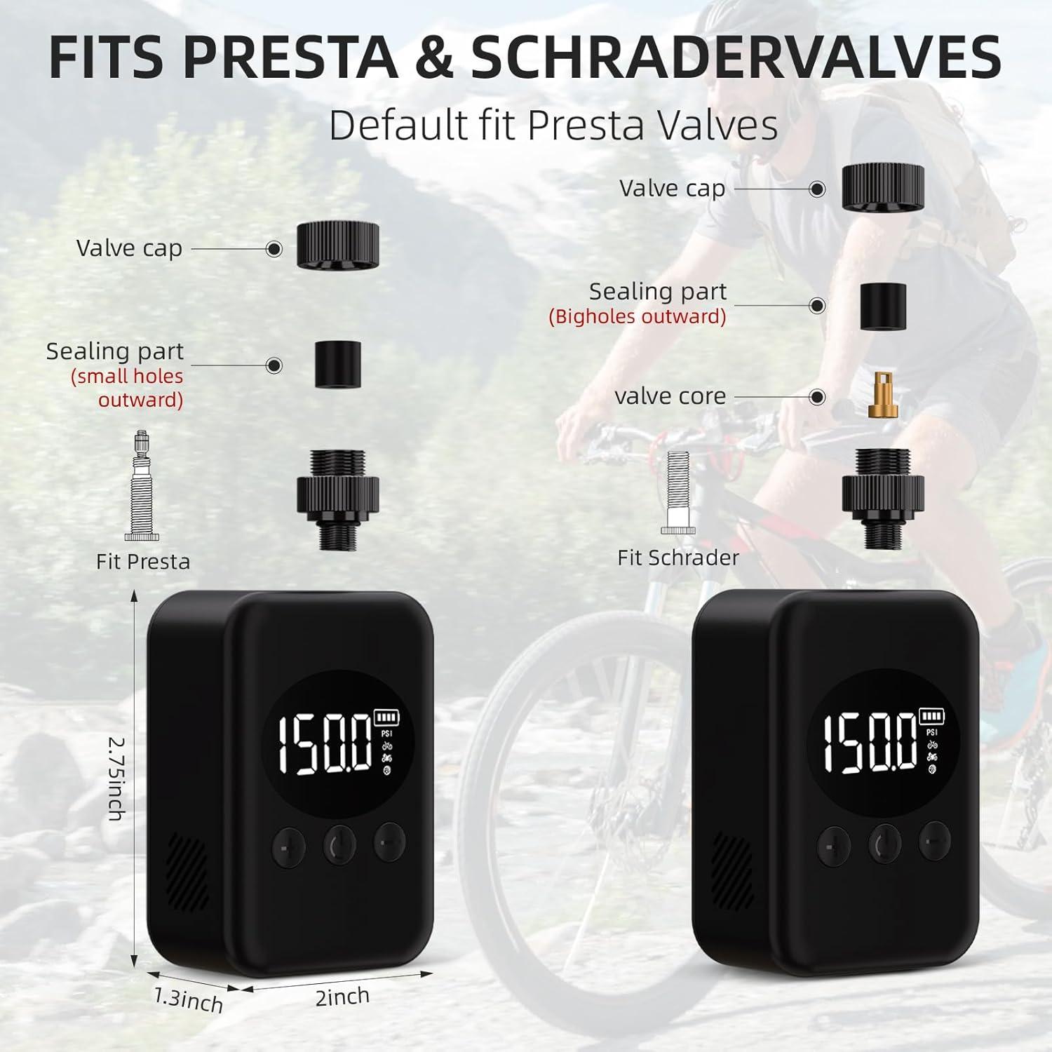 Mini Bomba Eléctrica de Bicicleta UpSpotie 150 PSI Portátil