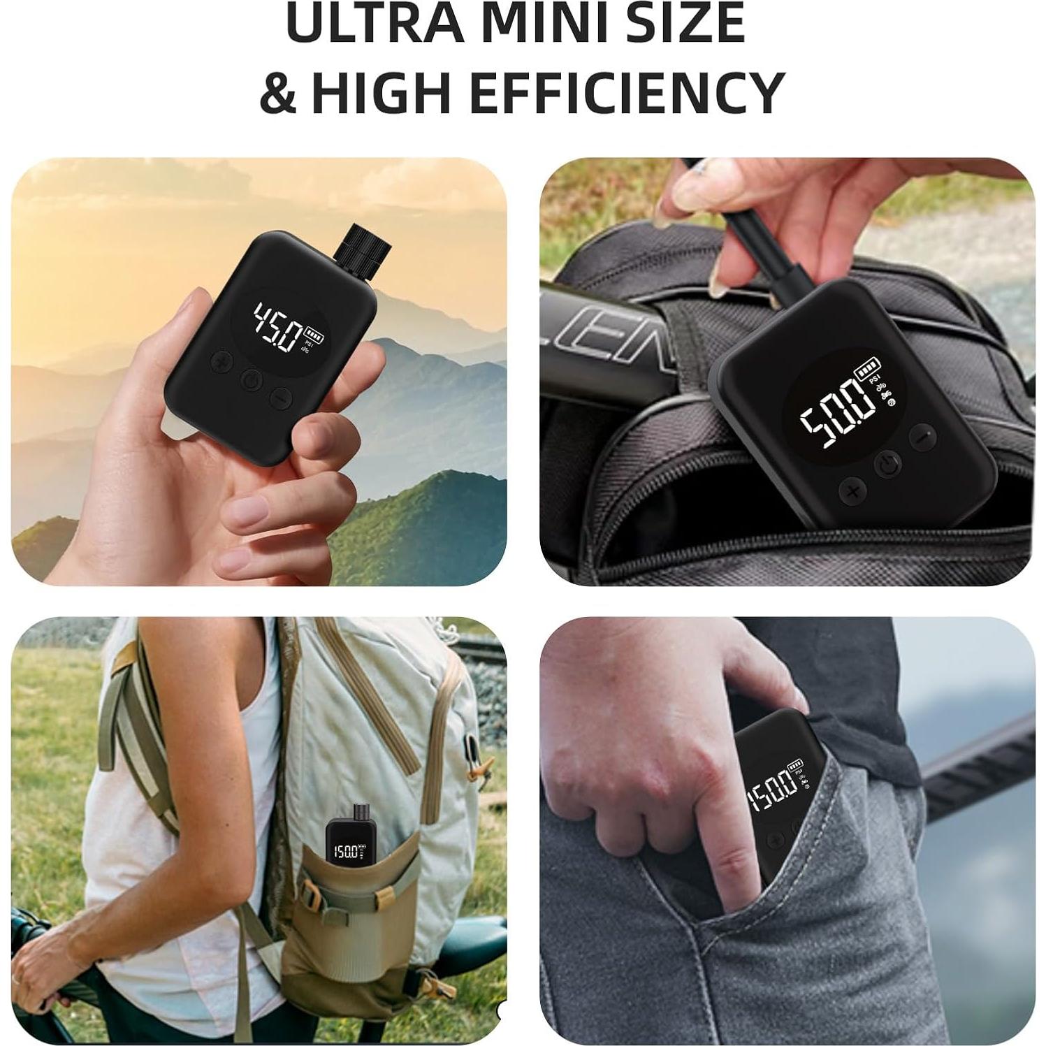 Mini Bomba Eléctrica de Bicicleta UpSpotie 150 PSI Portátil