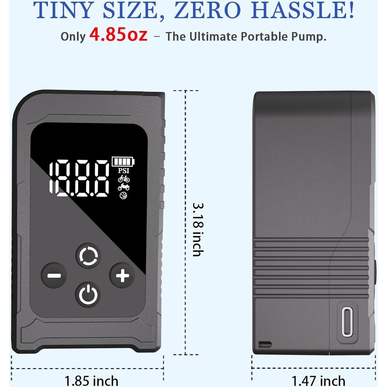 Mini bomba eléctrica MALIHOO BP150 con manómetro 150 PSI