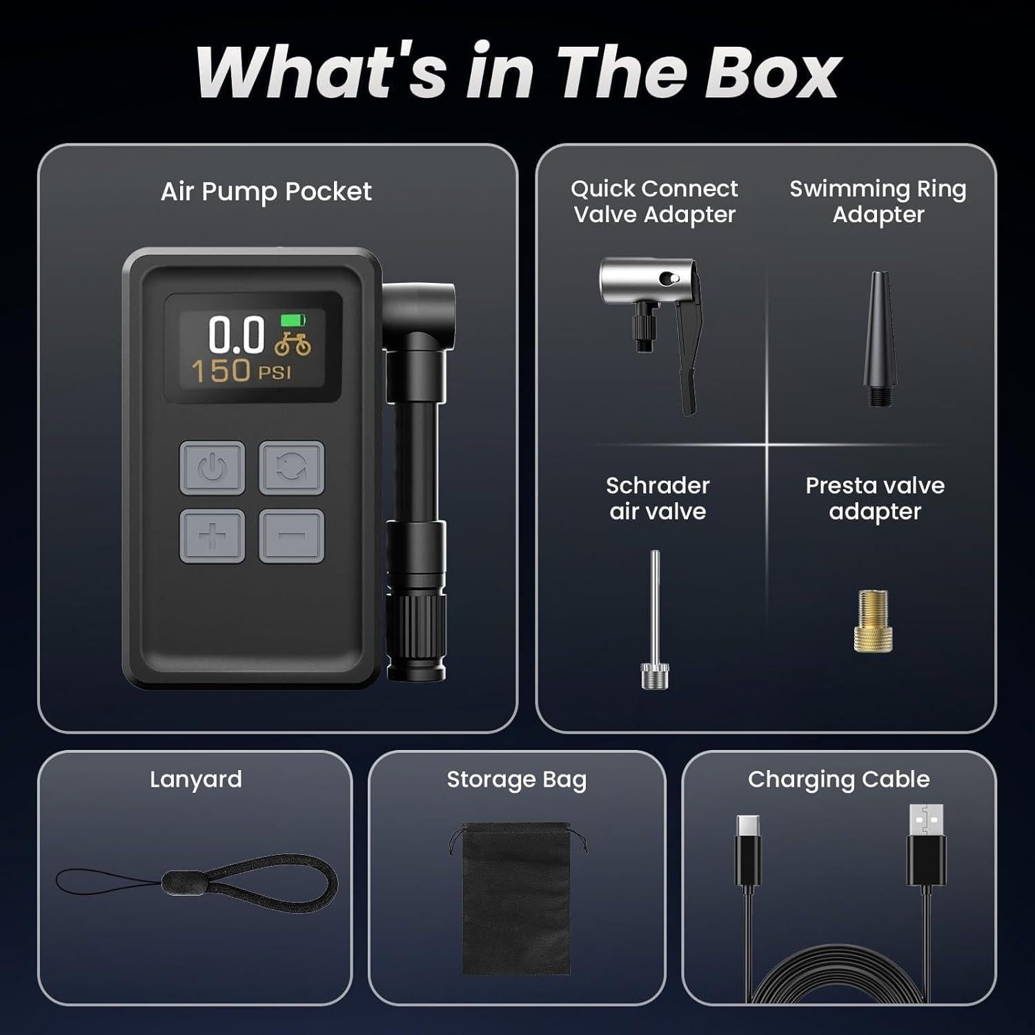 Mini Bomba de Bicicleta TOOLBOOX WK-BL01 150 PSI Portátil