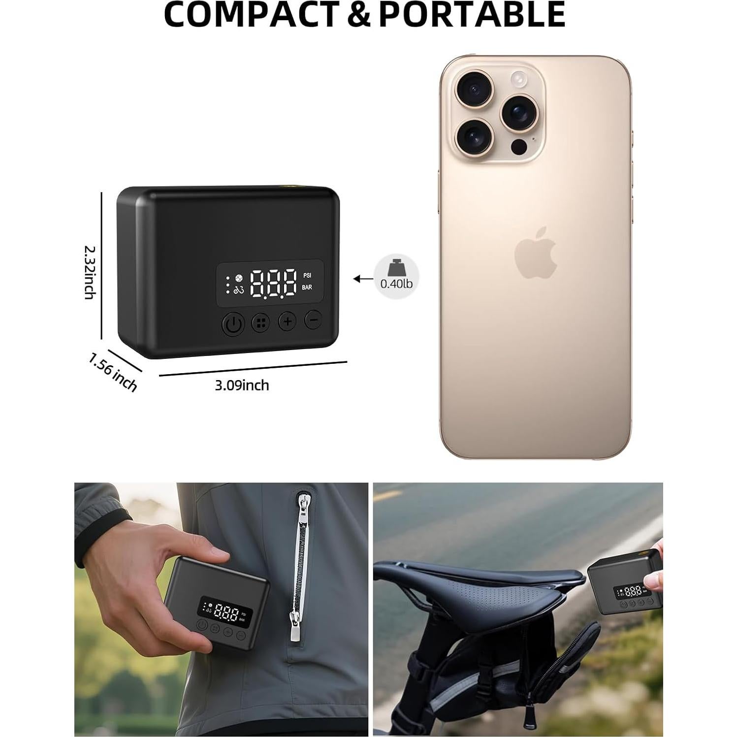 Bomba de Bicicleta Mini AIRSURE 150 PSI con Manómetro