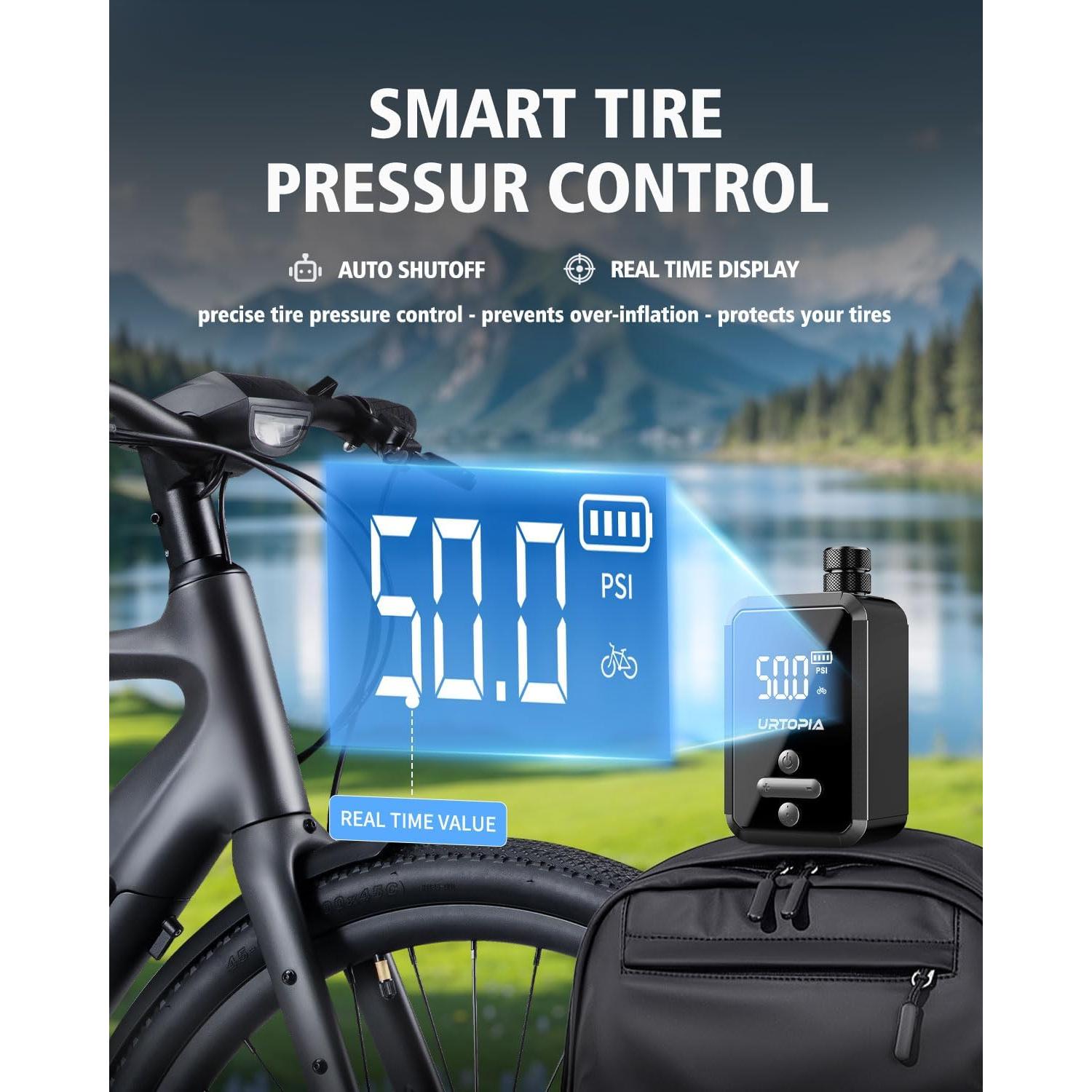 Bomba de Bicicleta Eléctrica URTOPIA HW-142, 150 PSI, Portátil