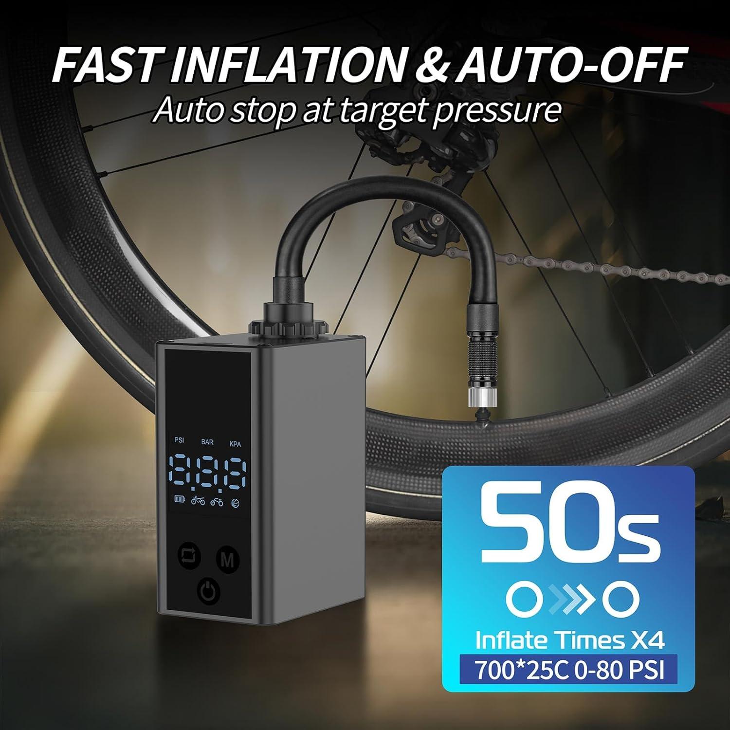 Mini bomba eléctrica de bicicleta Huuflyty 120 PSI portátil