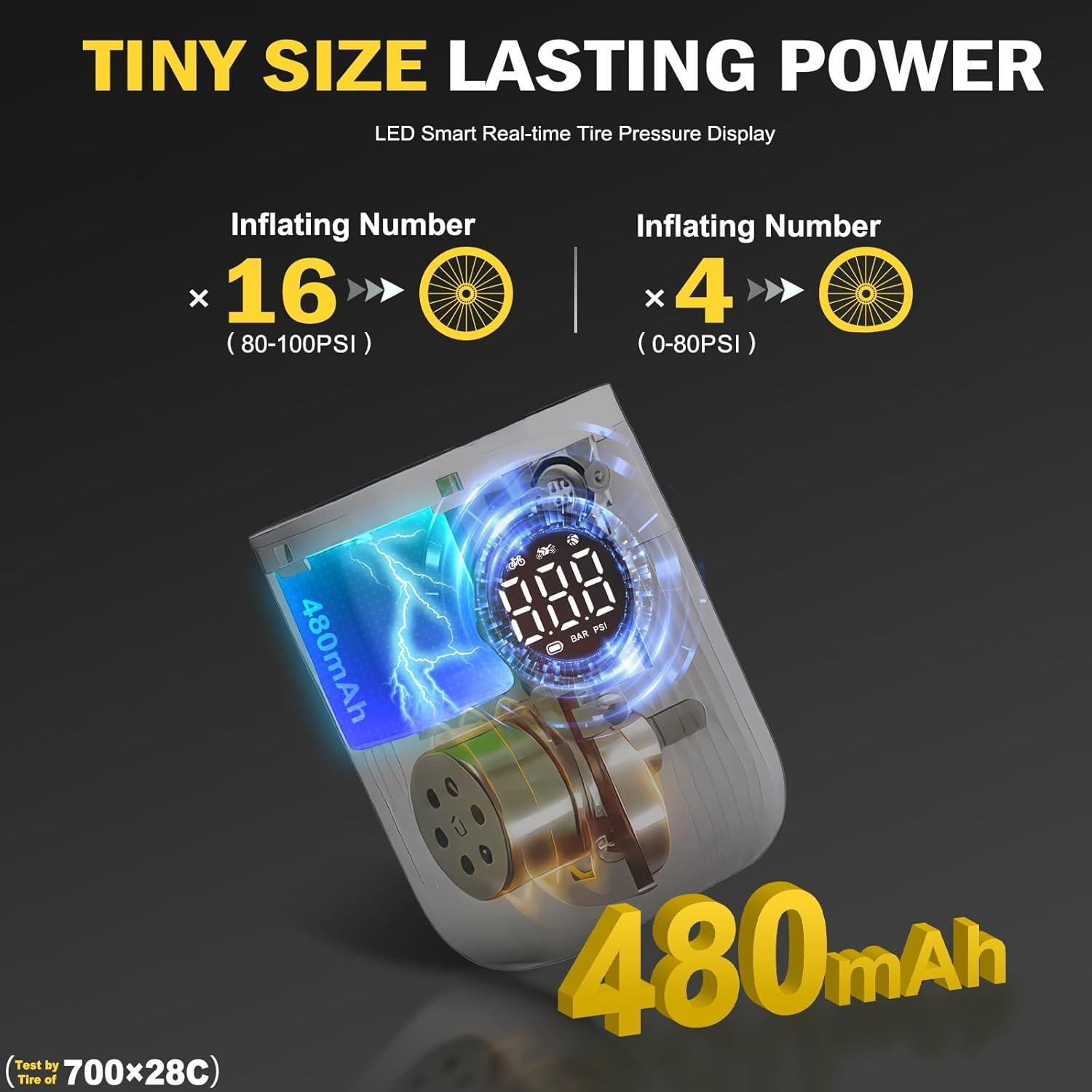 Bomba de Bicicleta Eléctrica Mini Hycline 150 PSI Portátil