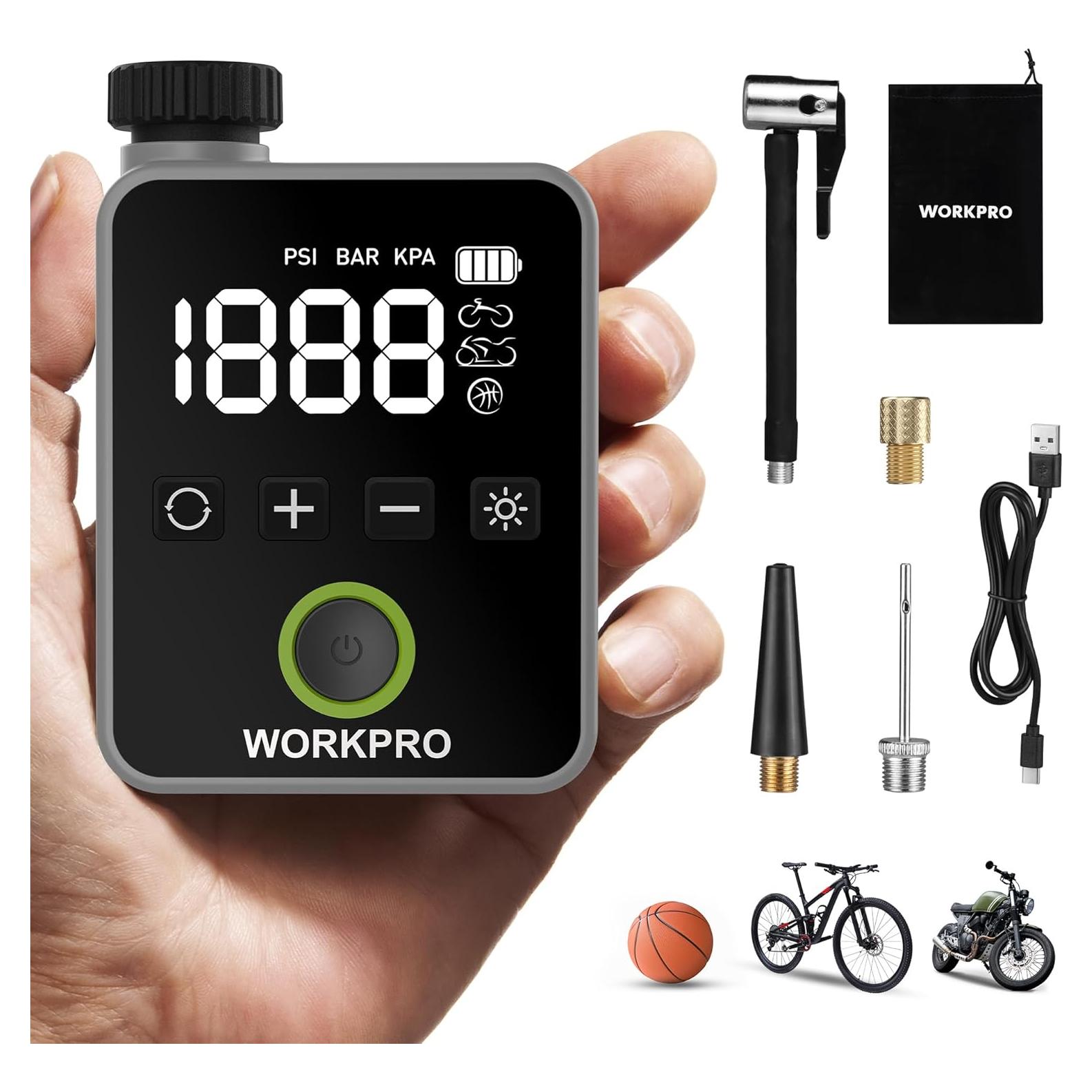 Bomba de Bicicleta Eléctrica WORKPRO Mini 140 PSI Portátil