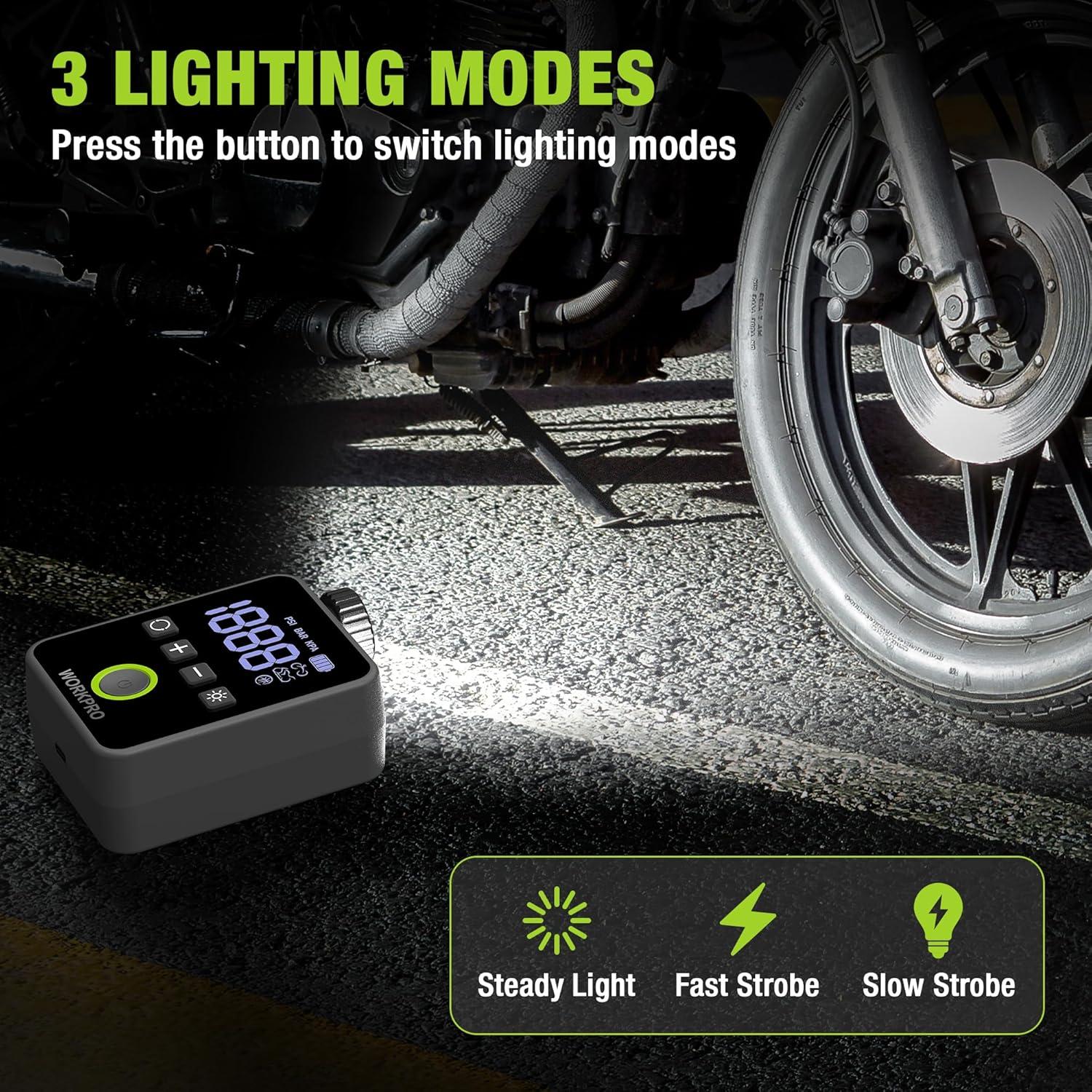 Bomba de Bicicleta Eléctrica WORKPRO Mini 140 PSI Portátil