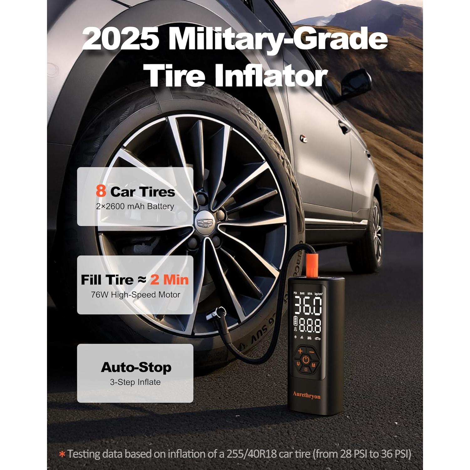 Compresor de Aire Portátil Aurethryon 150 PSI Batería 0.5 kg