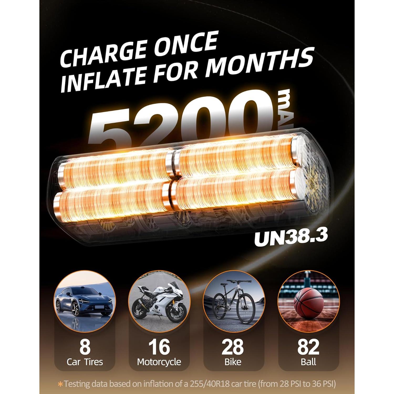 Compresor de Aire Portátil Aurethryon 150 PSI Batería 0.5 kg