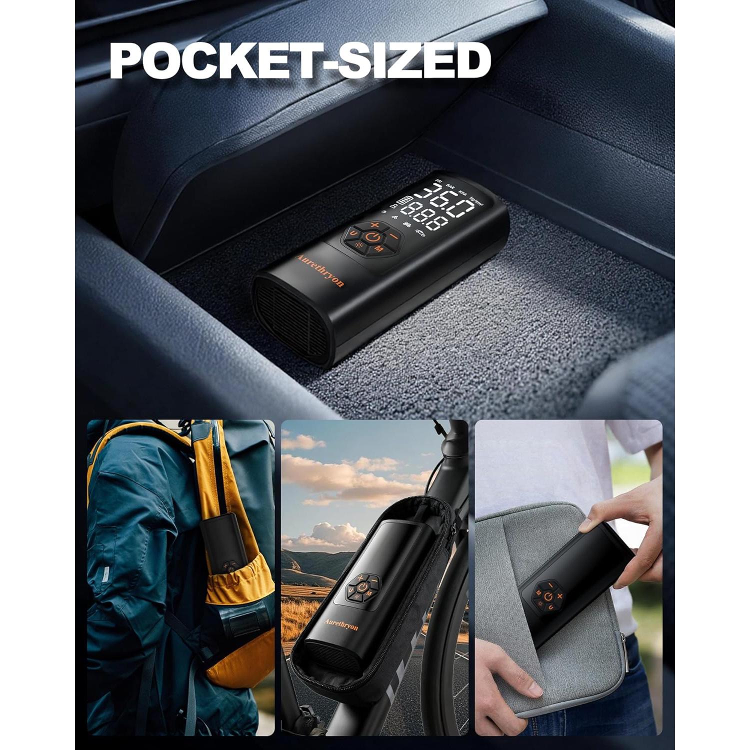Compresor de Aire Portátil Aurethryon 150 PSI Batería 0.5 kg
