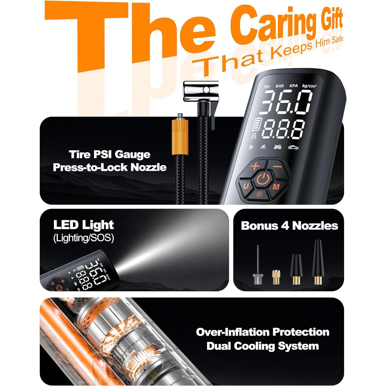 Compresor de Aire Portátil Aurethryon 150 PSI Batería 0.5 kg