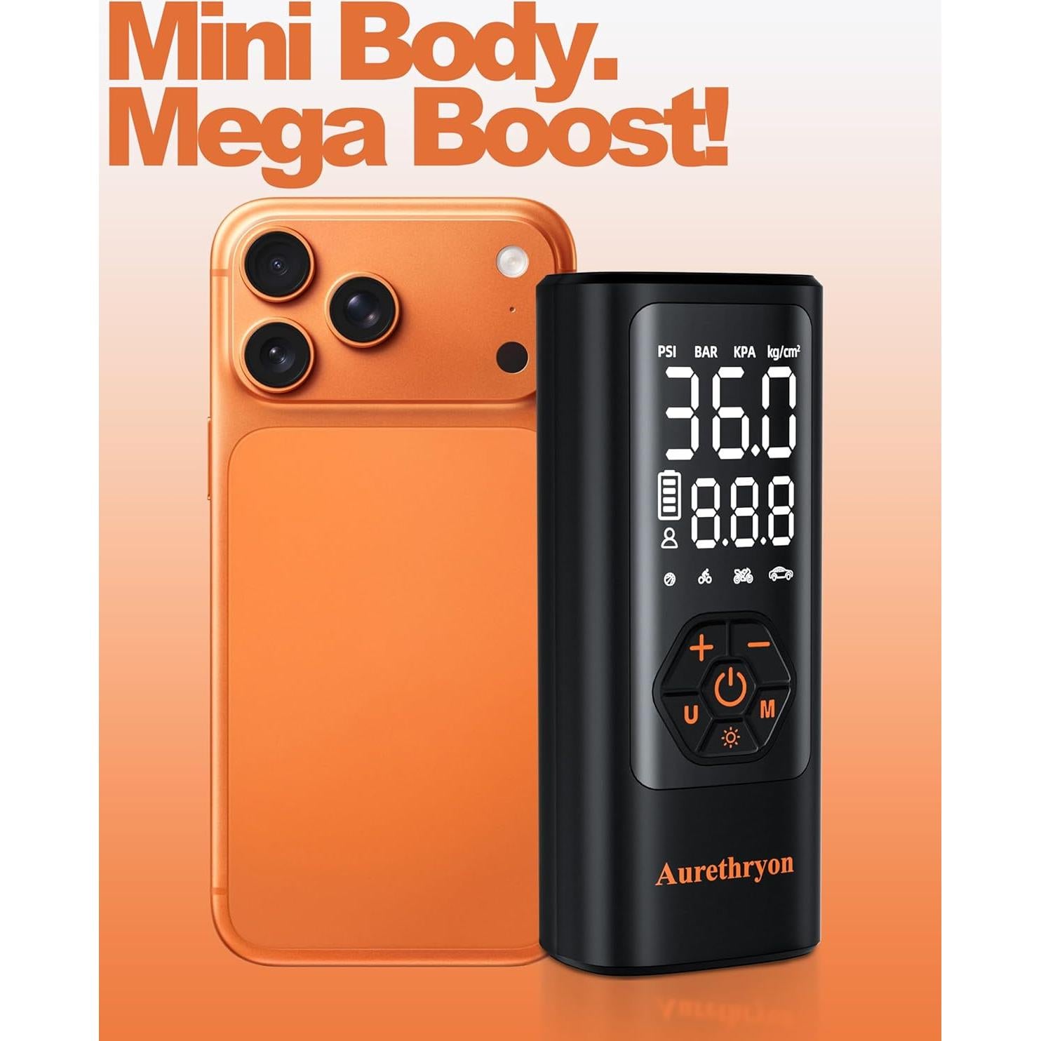 Compresor de Aire Portátil Aurethryon 150 PSI Batería 0.5 kg