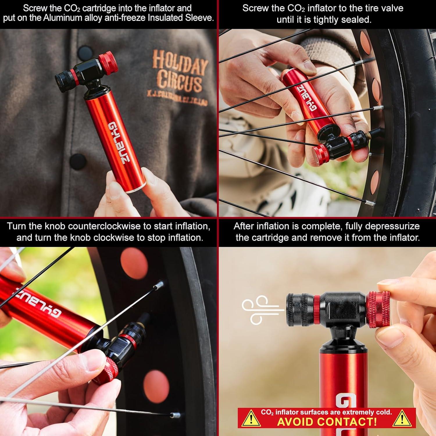 Inflador de Neumáticos de Bicicleta CO2 Gylbuz - Portátil y Ligero