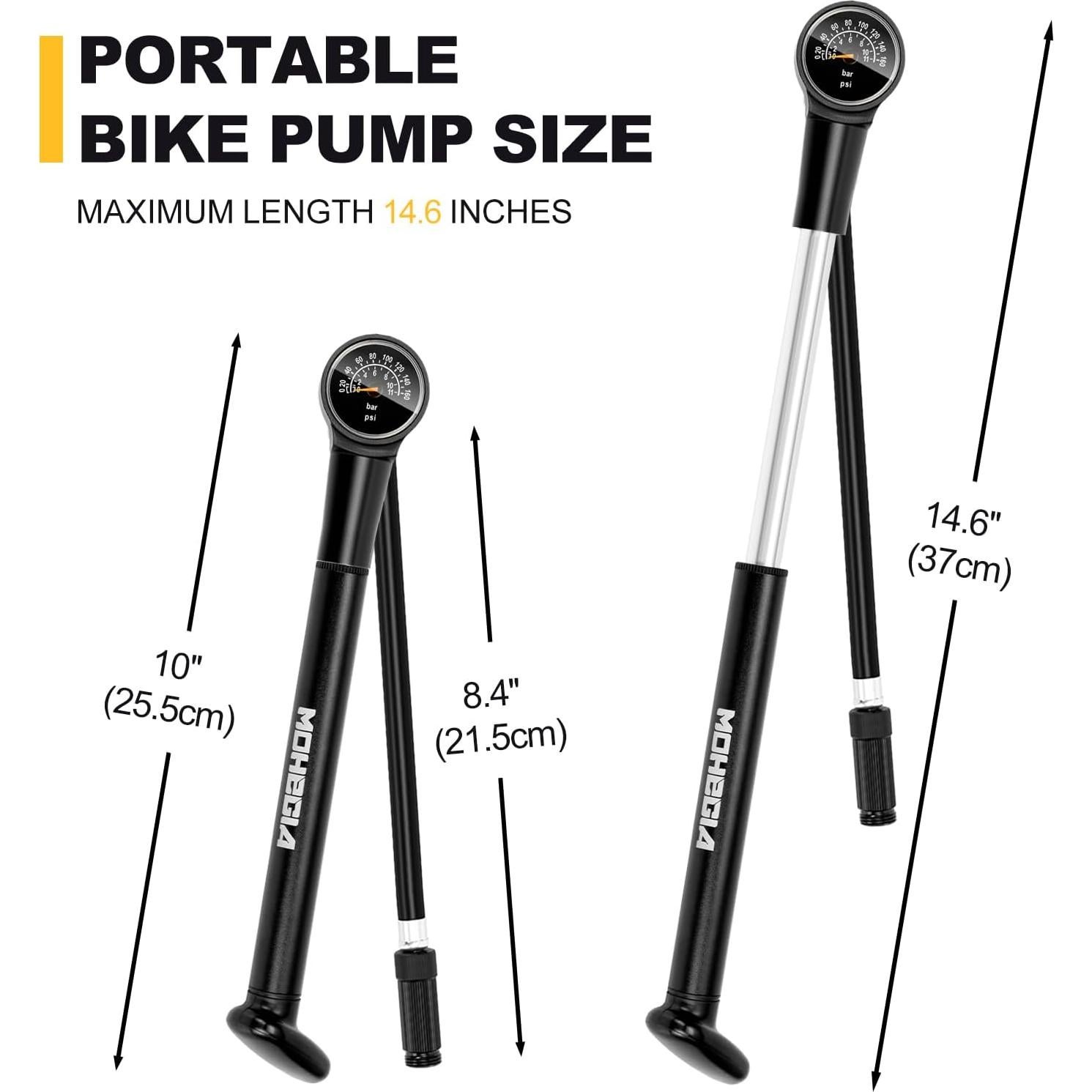 Bomba de Marco de Bicicleta MOHEGIA 160 PSI con Manómetro