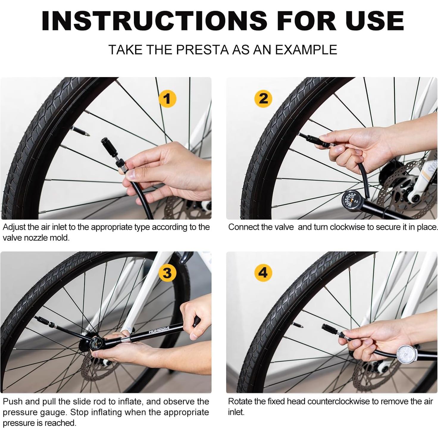 Bomba de Marco de Bicicleta MOHEGIA 160 PSI con Manómetro