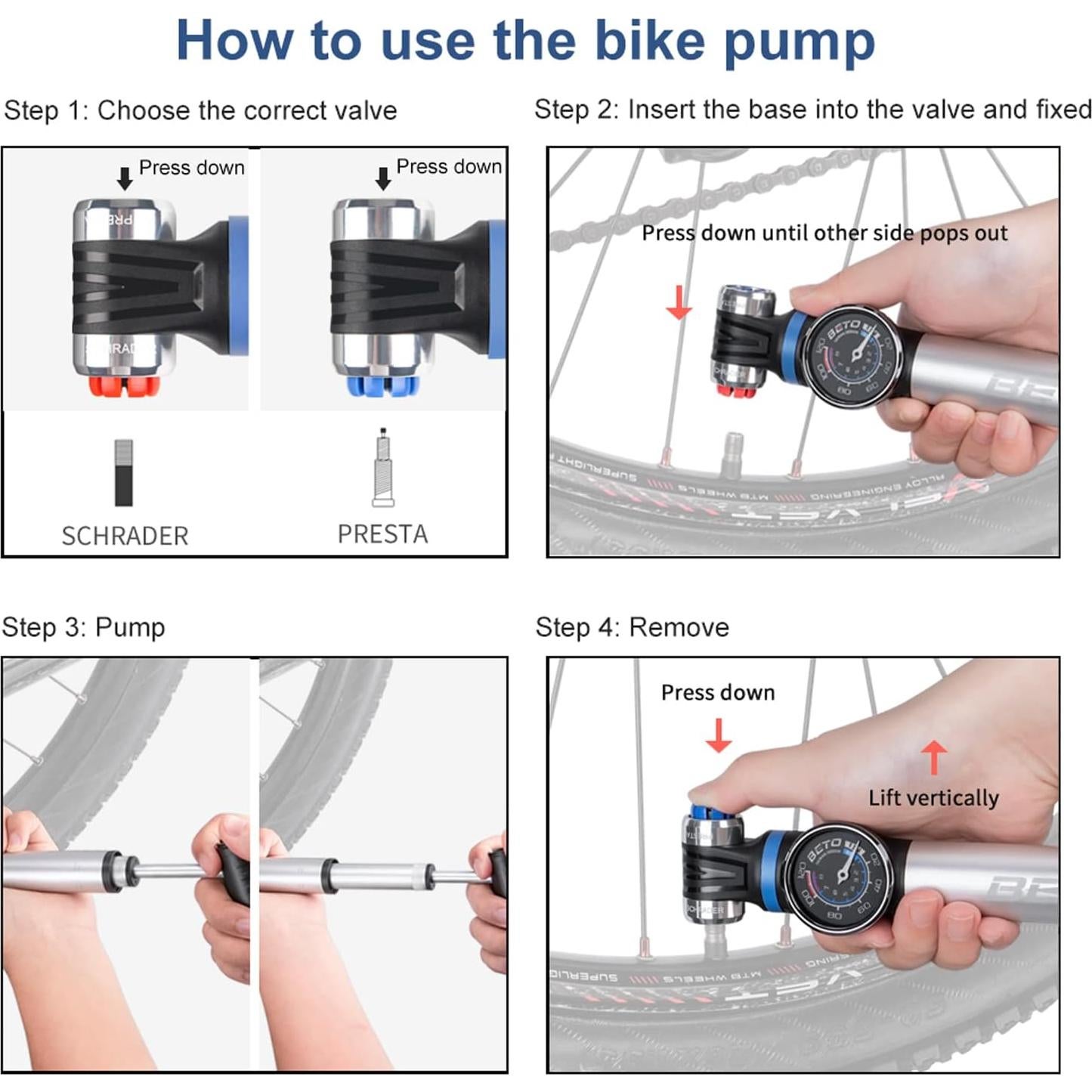 Mini Bomba de Bicicleta CXWXC con Manómetro 120 PSI