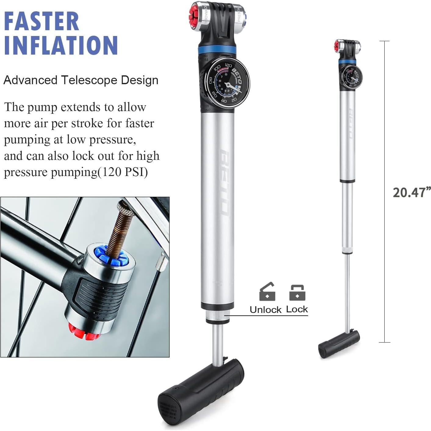 Mini Bomba de Bicicleta CXWXC con Manómetro 120 PSI