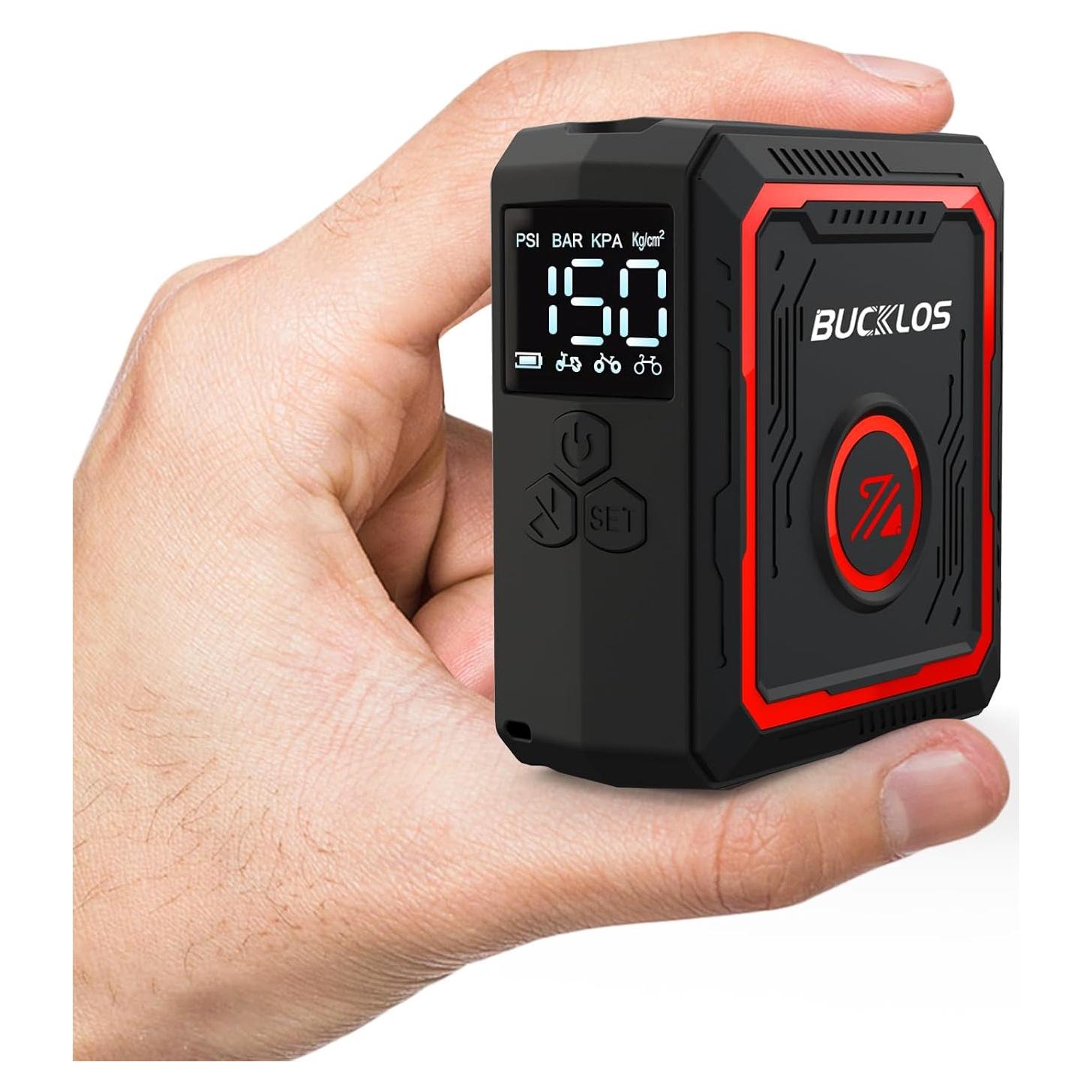 Bomba Eléctrica Portátil BUCKLOS 150 PSI con Manómetro Digital