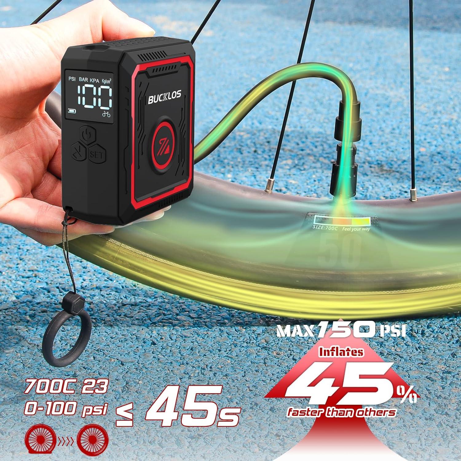 Bomba Eléctrica Portátil BUCKLOS 150 PSI con Manómetro Digital