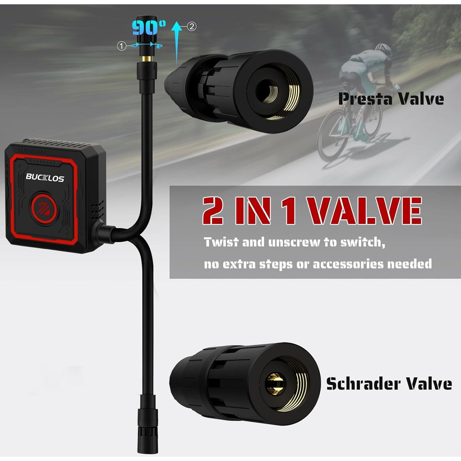 Bomba Eléctrica Portátil BUCKLOS 150 PSI con Manómetro Digital