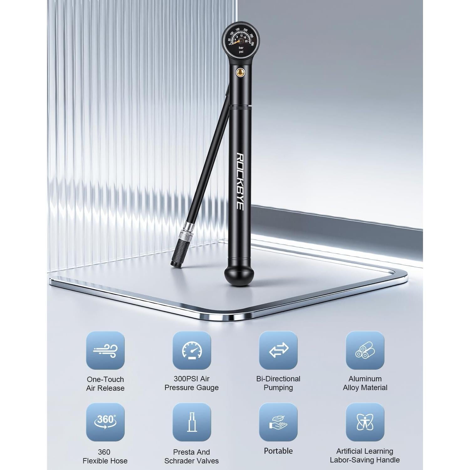 Bomba de Aire para Bicicleta POWVINE 300PSI Portátil