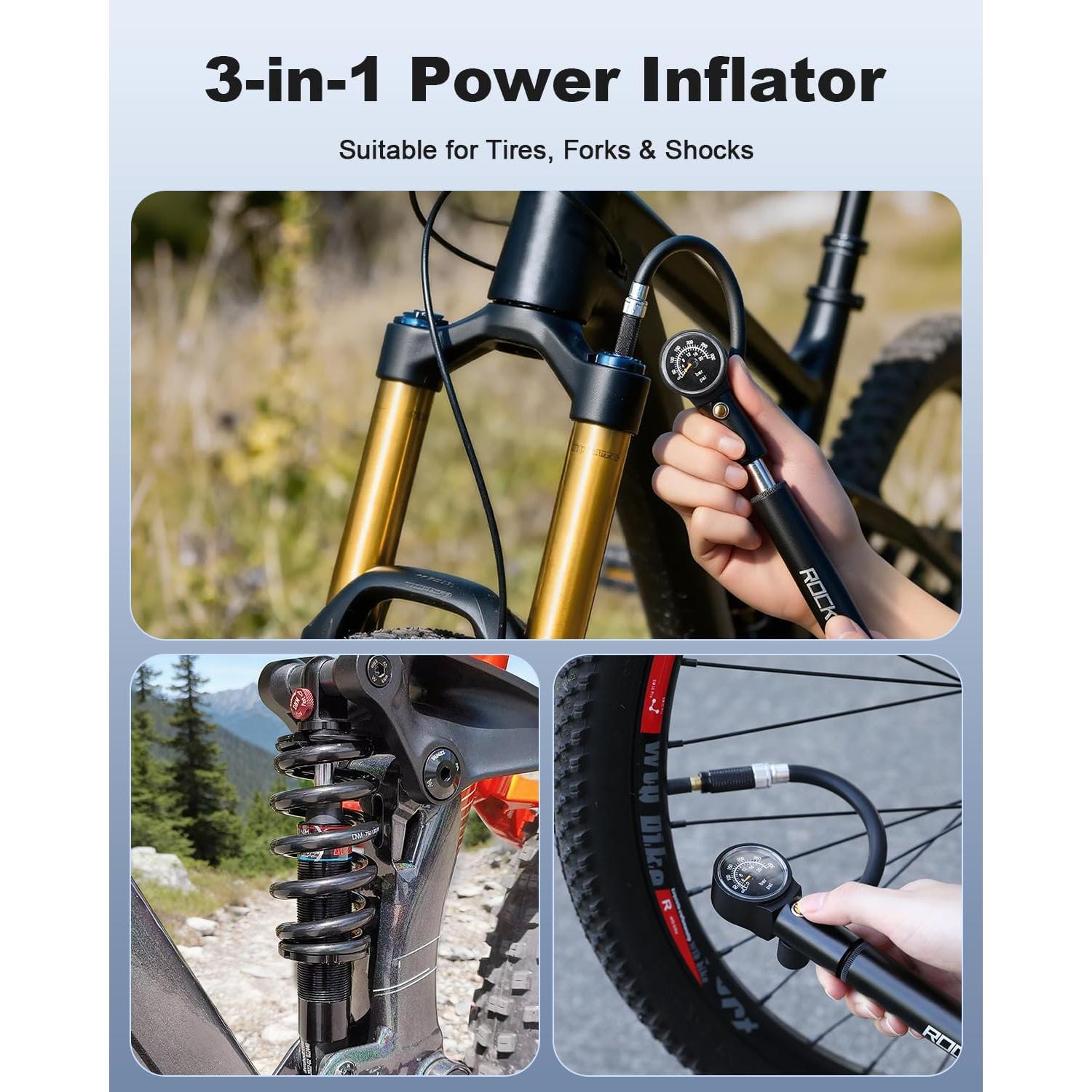 Bomba de Aire para Bicicleta POWVINE 300PSI Portátil