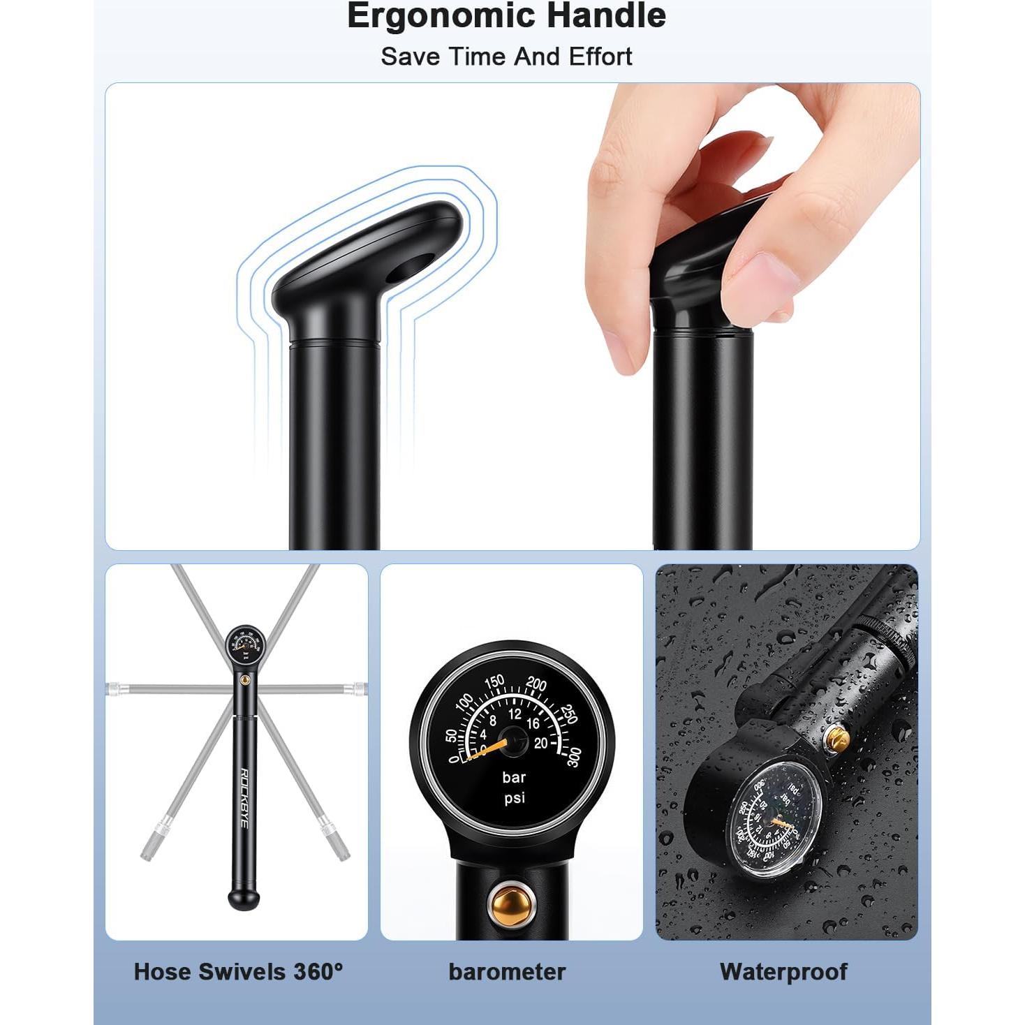 Bomba de Aire para Bicicleta POWVINE 300PSI Portátil