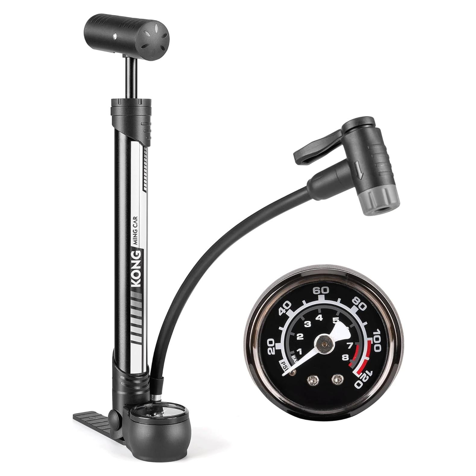 Bomba de Bicicleta KONG MING CAR con Manómetro 120 PSI