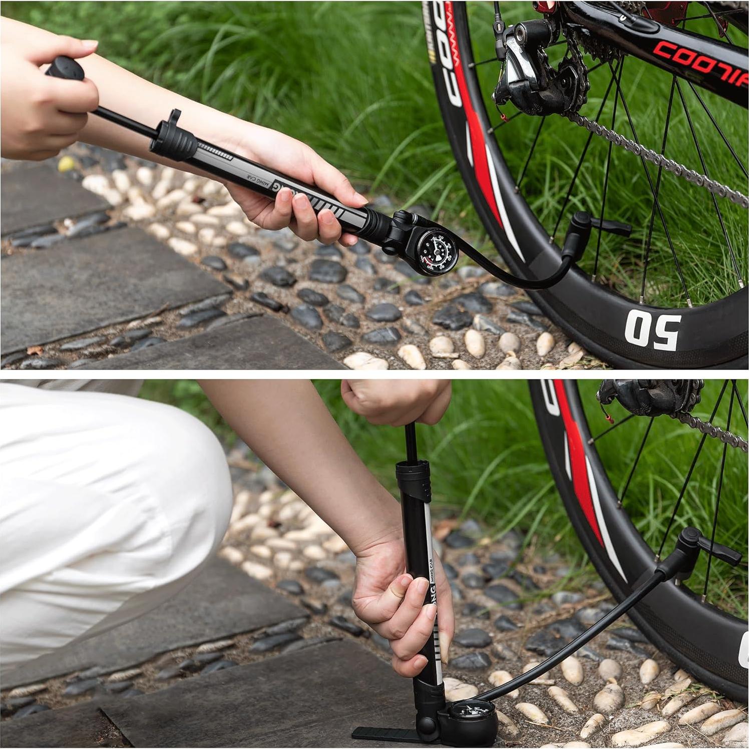 Bomba de Bicicleta KONG MING CAR con Manómetro 120 PSI