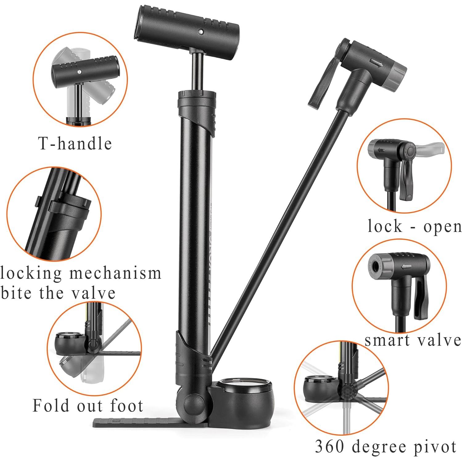 Bomba de Bicicleta KONG MING CAR con Manómetro 120 PSI