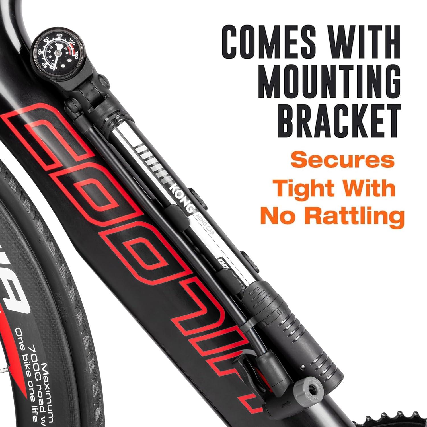 Bomba de Bicicleta KONG MING CAR con Manómetro 120 PSI