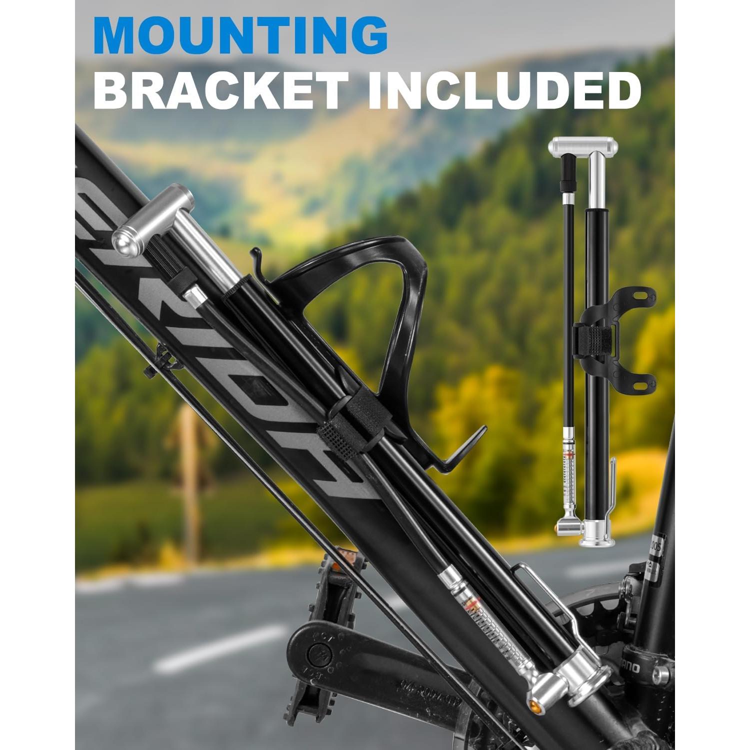 Bomba de Pie Mini JULAI con Manómetro 160 PSI para Bicicleta